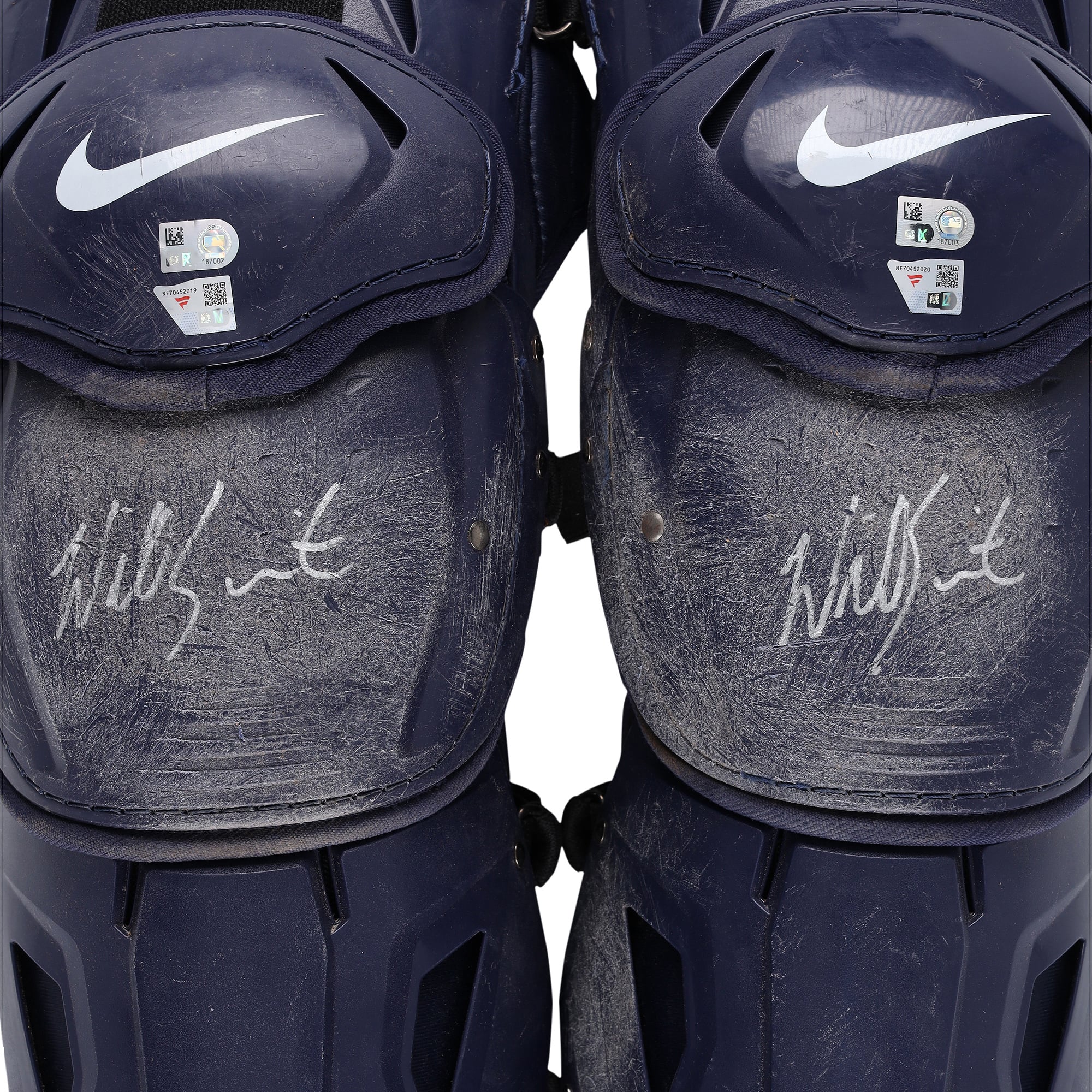 Will Smith Los Angeles Dodgers Autographed Game-Used Navy Nike Shin Guards from the 2024 MLB Season