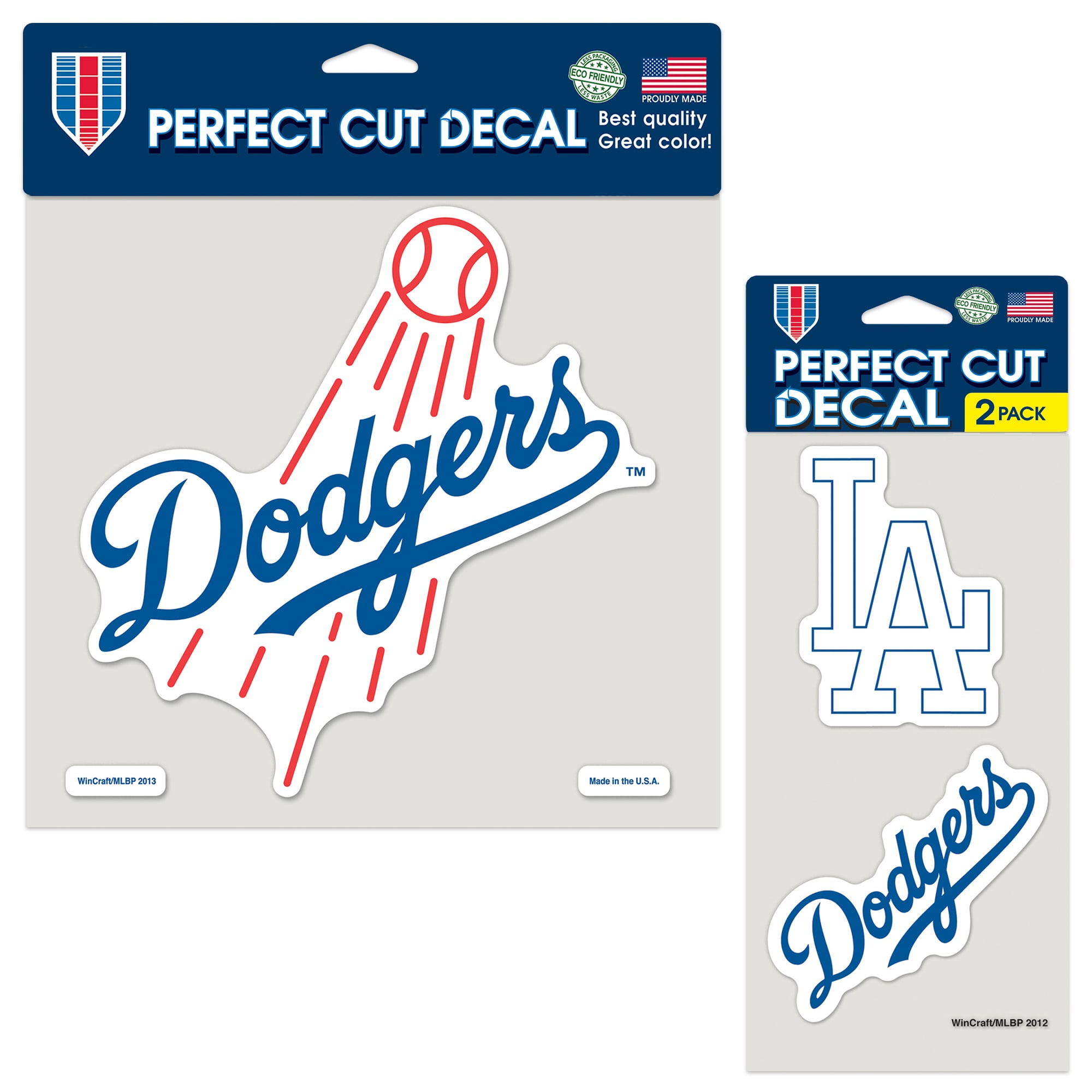 Lot de deux autocollants WinCraft Los Angeles Dodgers Perfect Cut