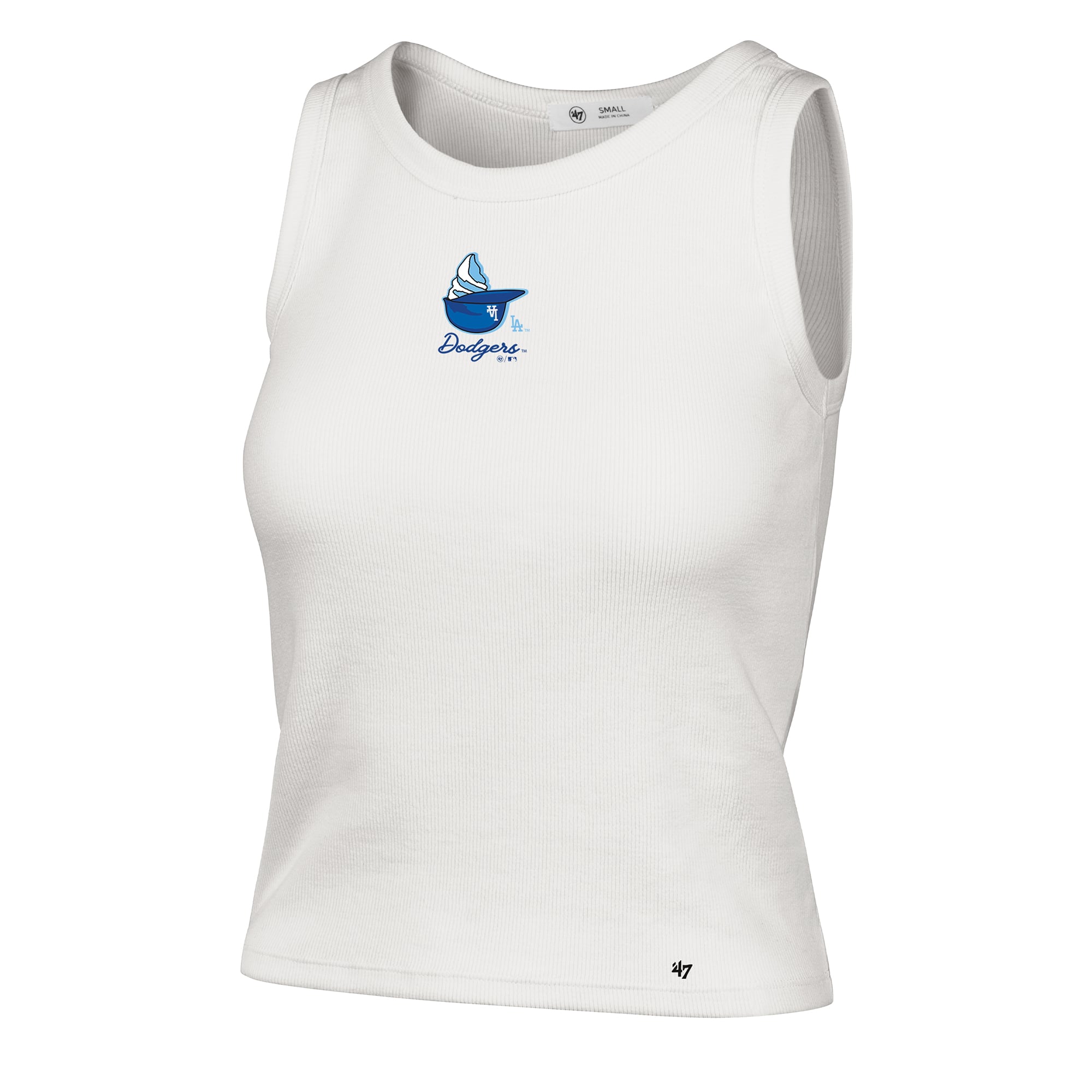 Women's '47 Cream Los Angeles Dodgers Single Swirl Ribbed Baby Tank Top