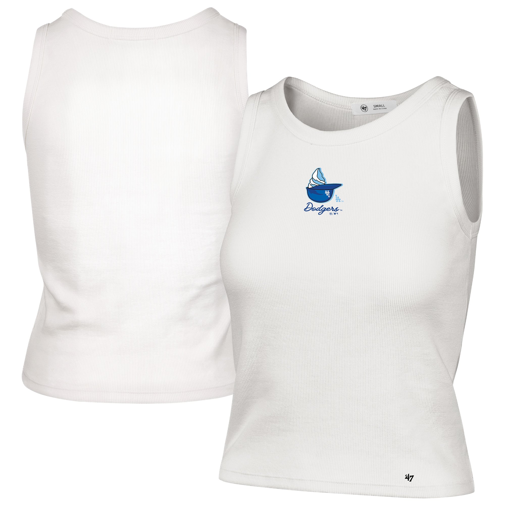 Women's '47 Cream Los Angeles Dodgers Single Swirl Ribbed Baby Tank Top