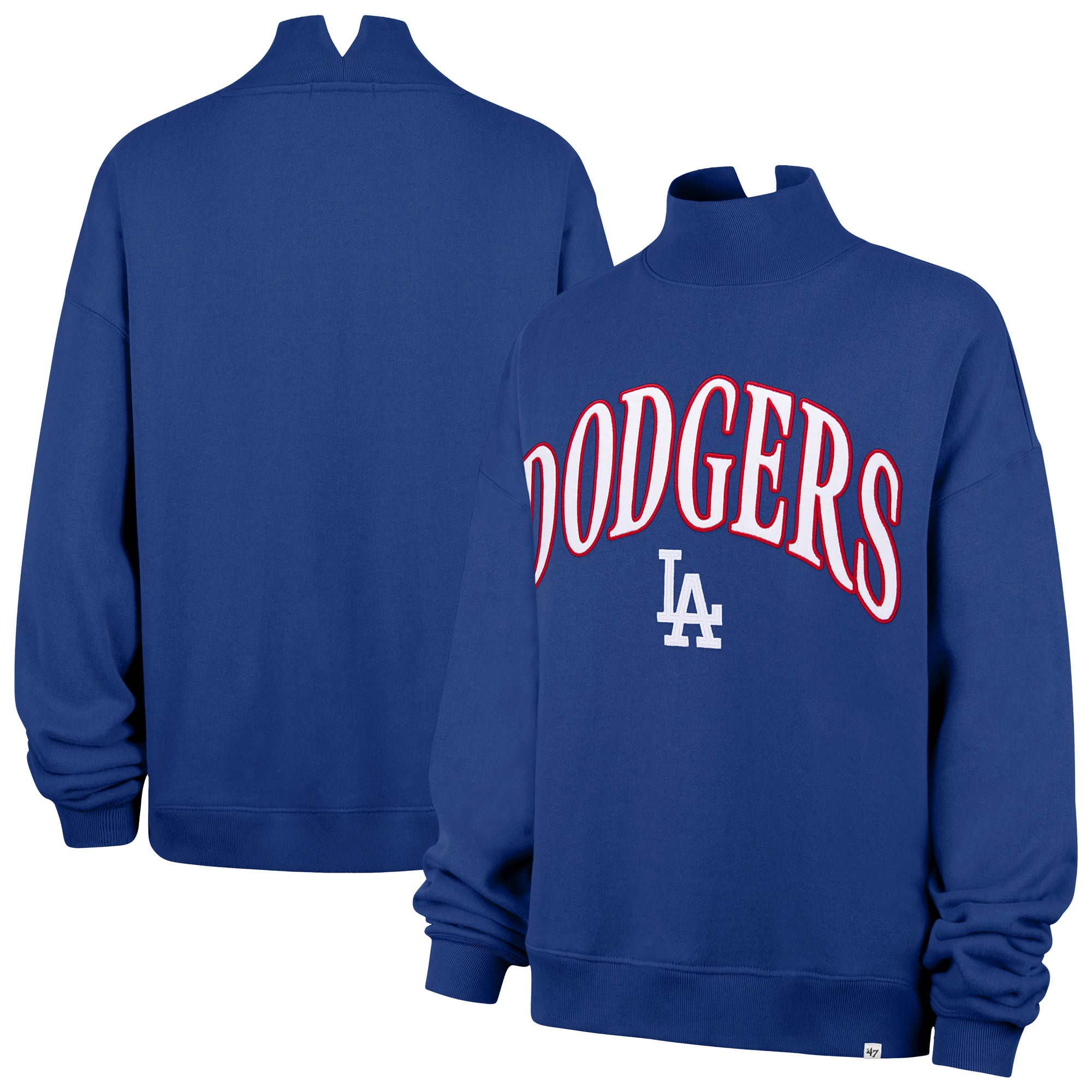 Women's '47 Royal Los Angeles Dodgers Oversized Vantage Mock Neck Sweatshirt