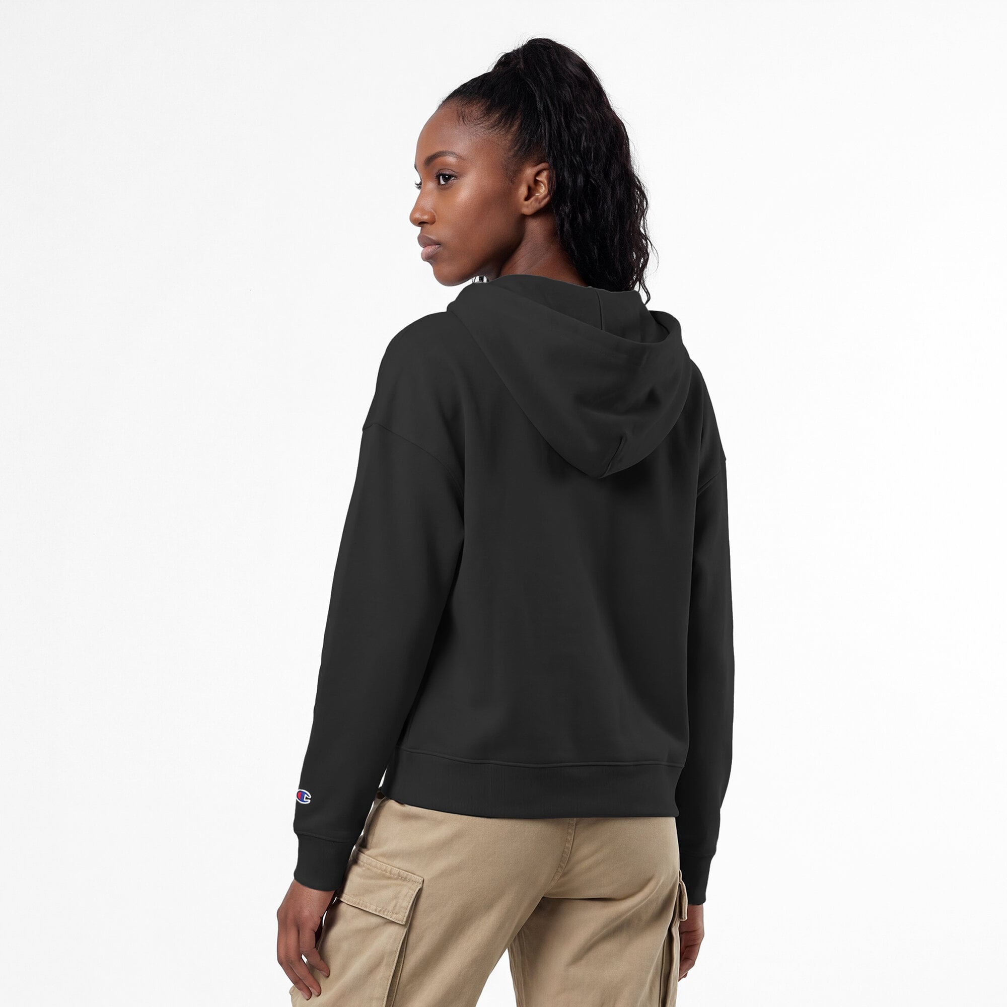 Women's Champion Black Los Angeles Dodgers Powerblend Fleece Full-Zip Hoodie