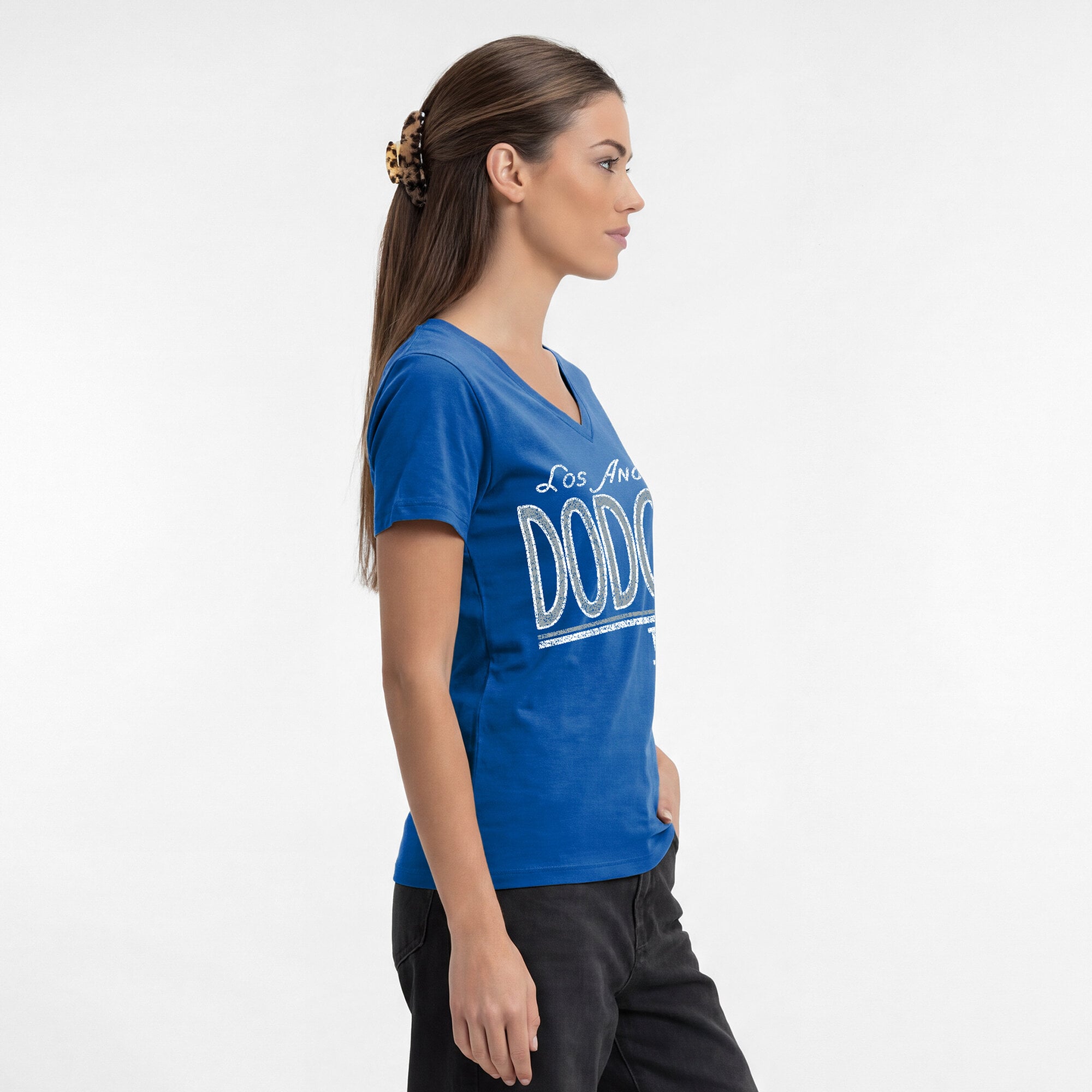 T-shirt à col en V Champion Royal Los Angeles Dodgers pour femmes