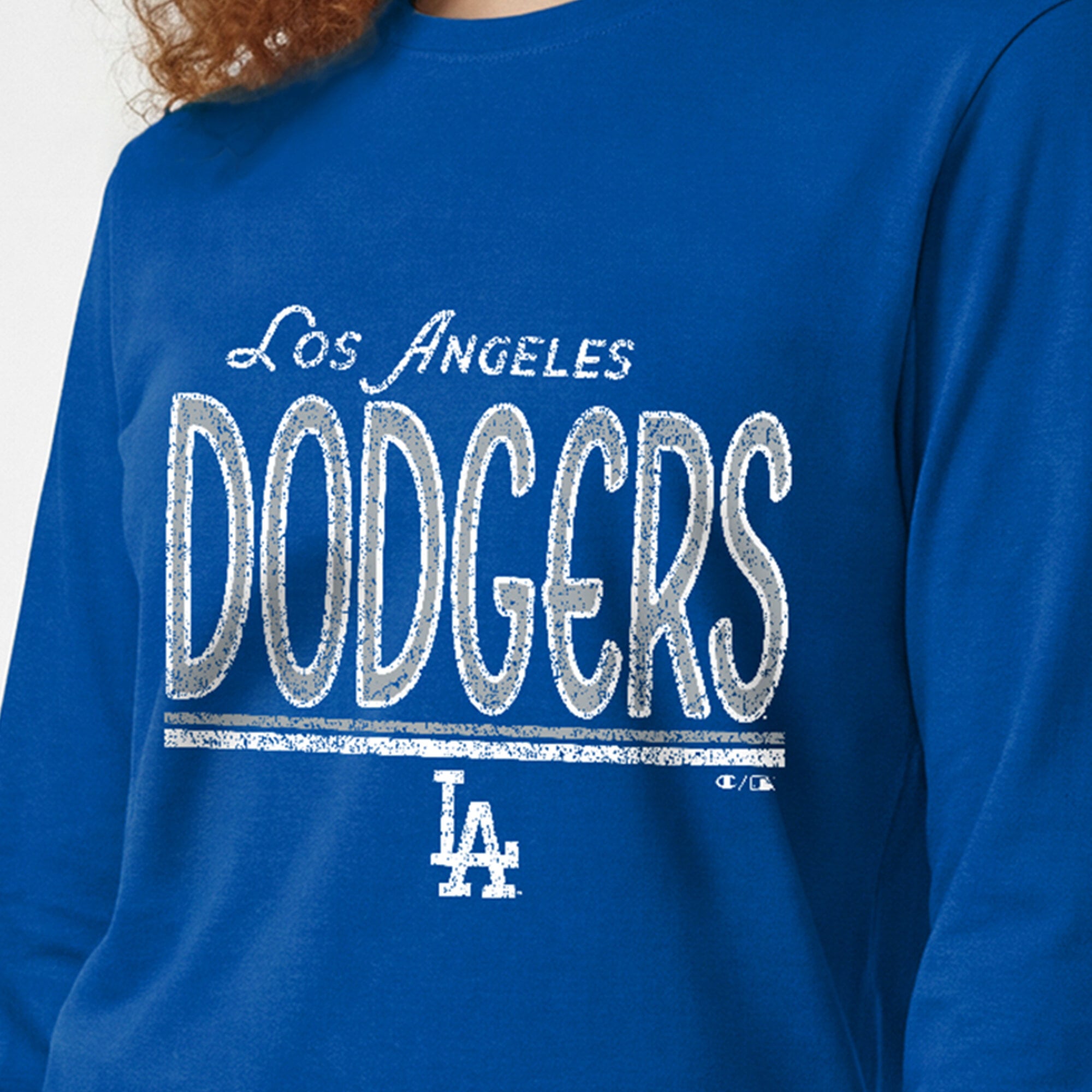 T-shirt à manches longues Champion Royal Los Angeles Dodgers pour femmes