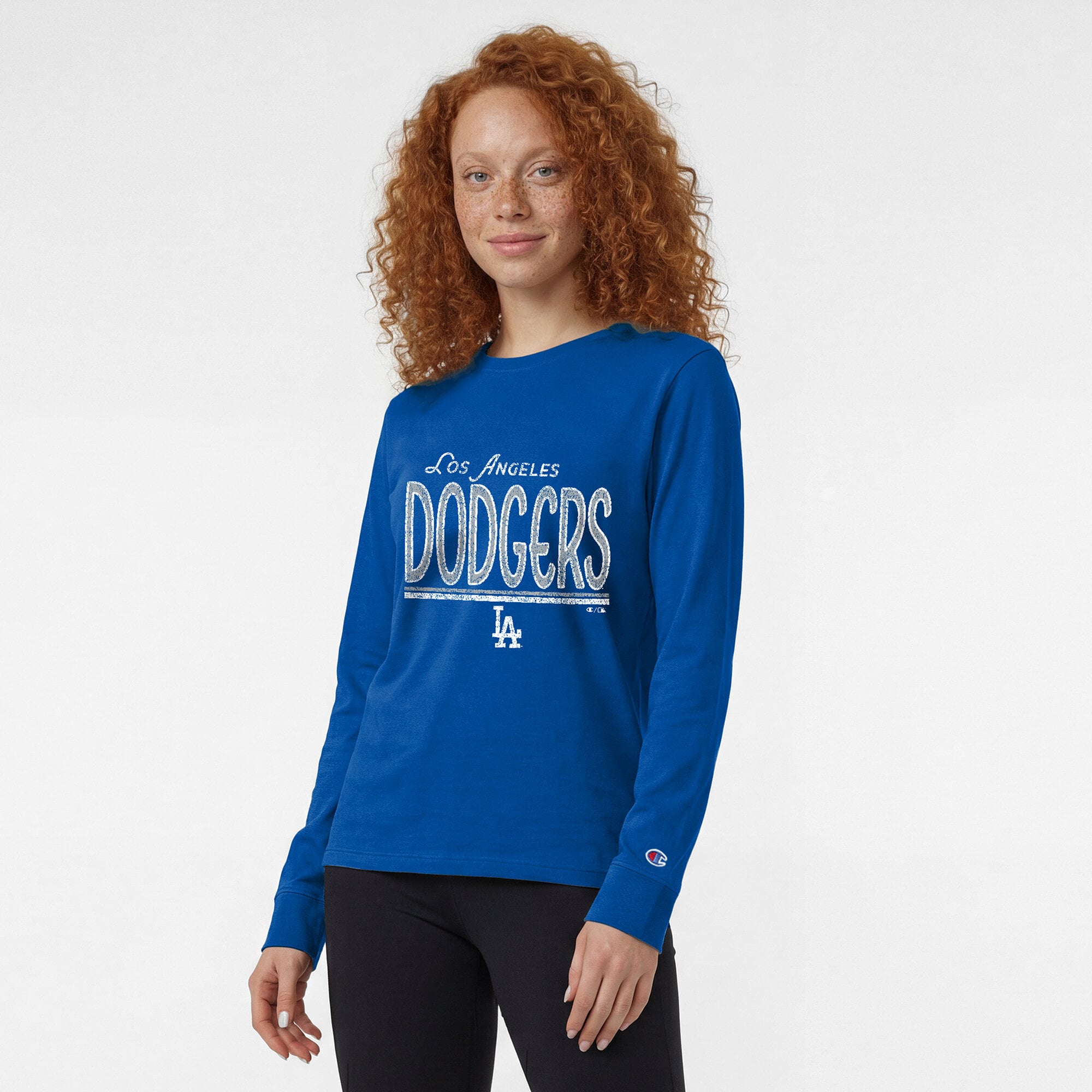 T-shirt à manches longues Champion Royal Los Angeles Dodgers pour femmes
