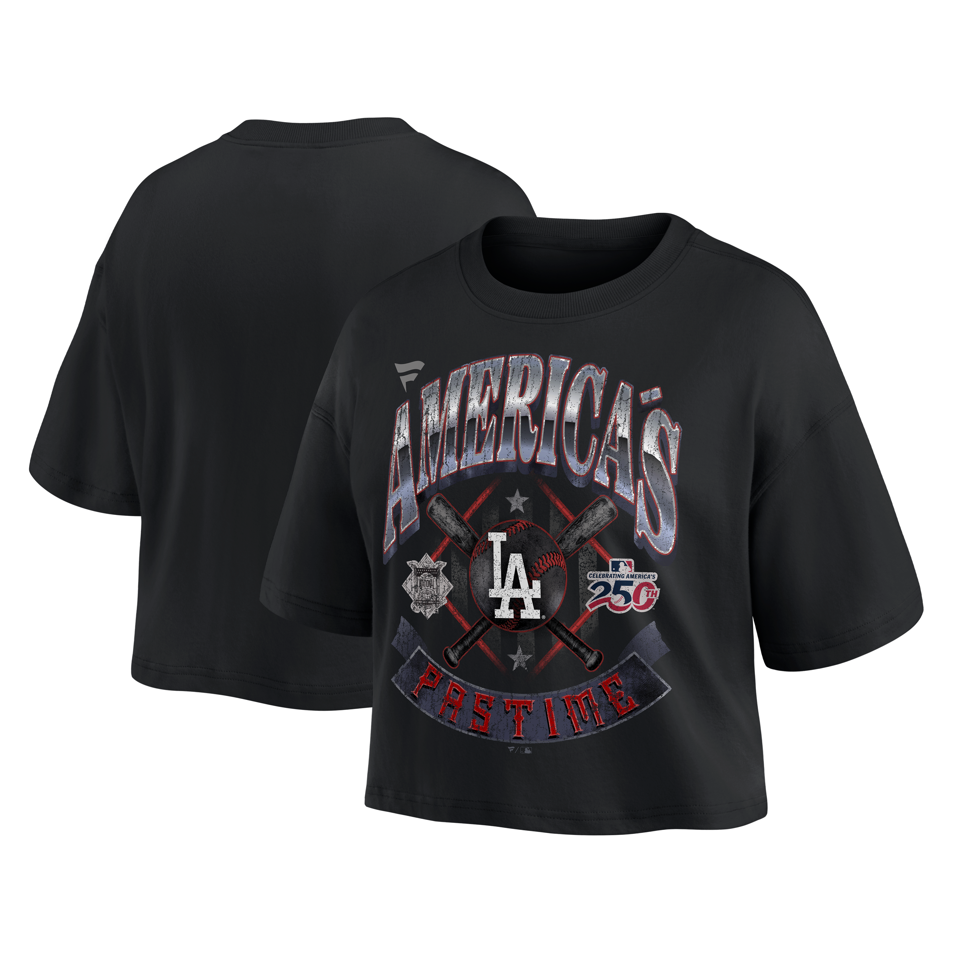 T-shirt court noir Los Angeles Dodgers Americana pour femmes de Fanatics