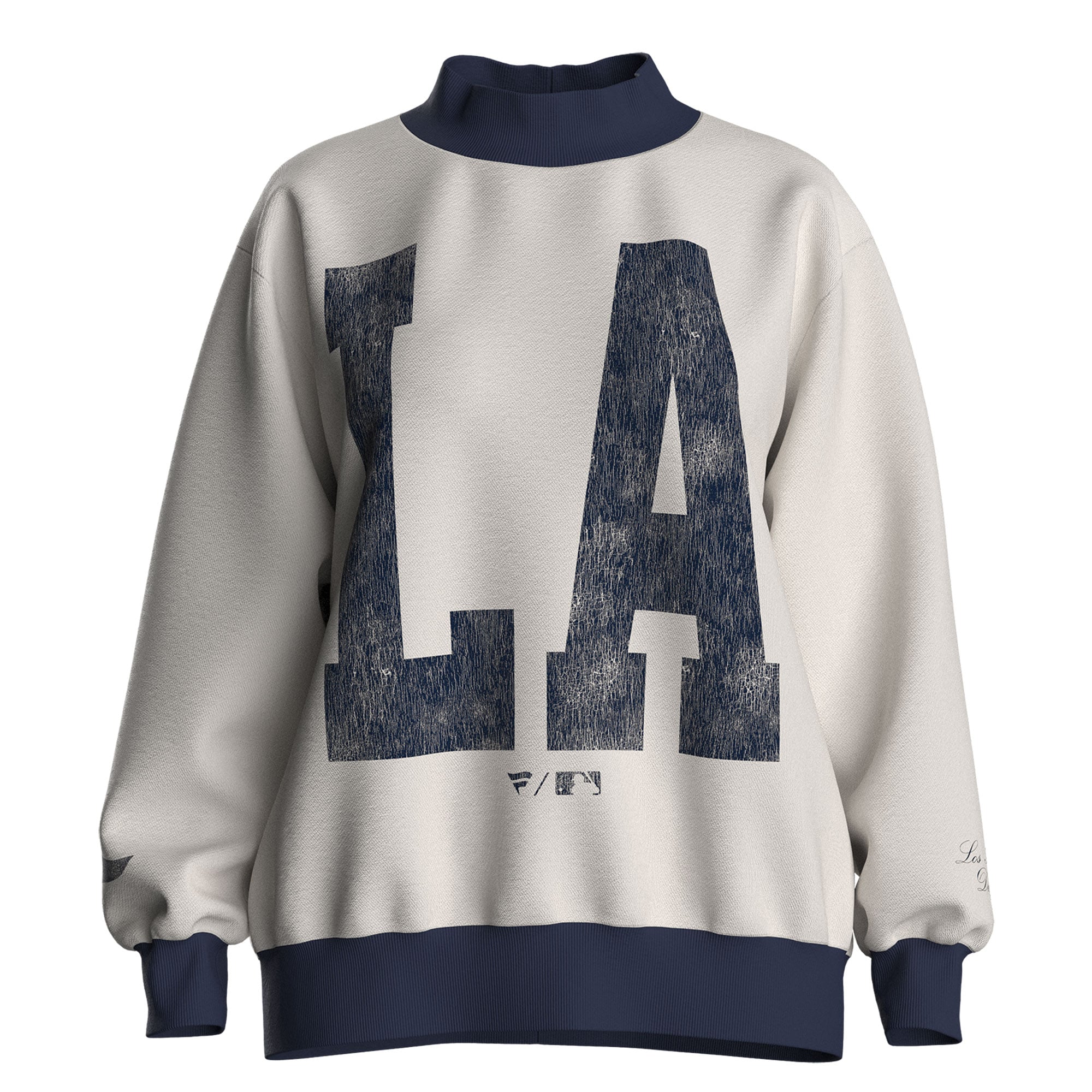 Sweat-shirt polaire à col cheminée crème pour femme, modèle Los Angeles Dodgers, avec l'abréviation de la ville (Fanatics).