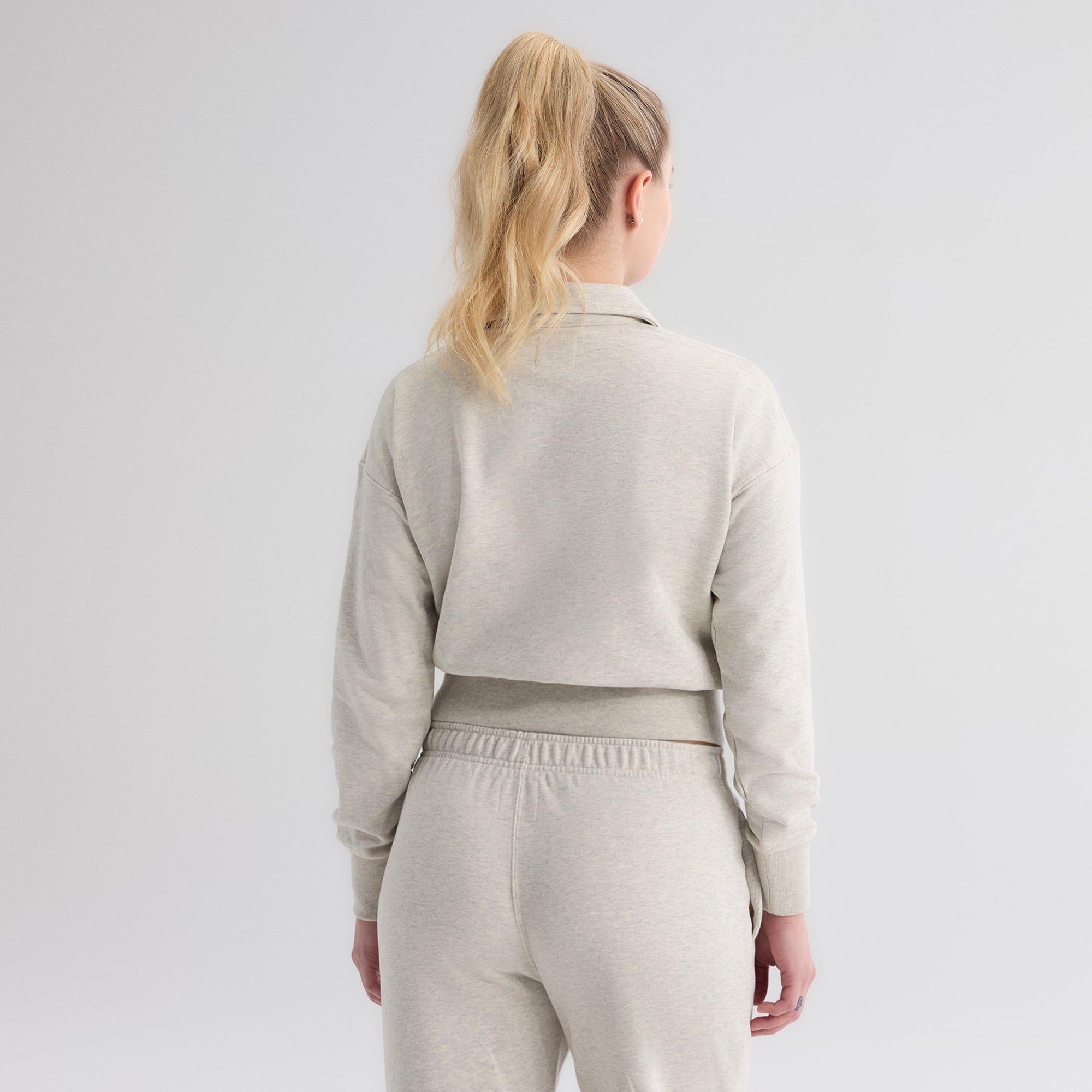Sweat-shirt à col zippé Fanatics pour femme, couleur avoine chinée, Los Angeles Dodgers, en tissu éponge emblématique.