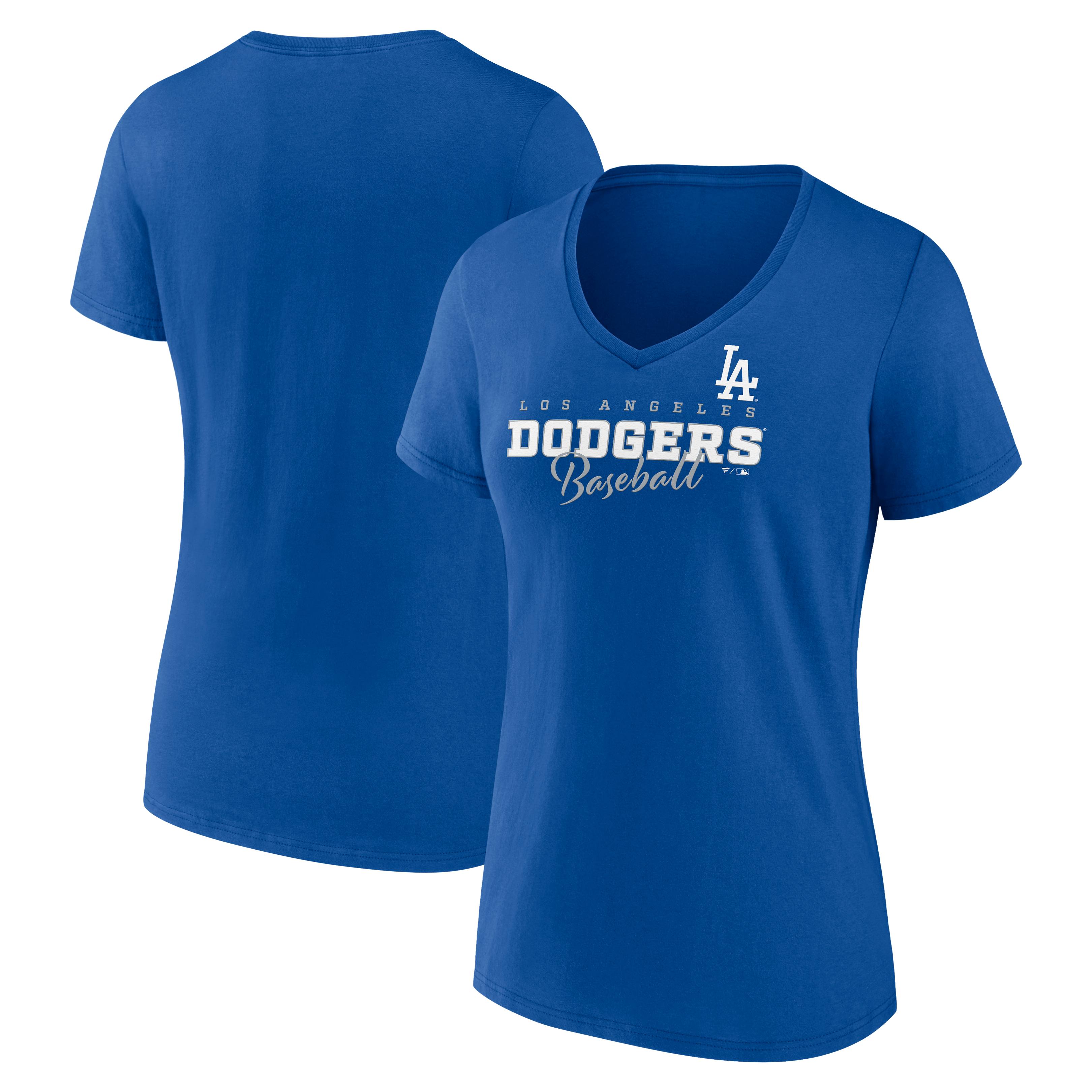 T-shirt à col en V Fanatics Royal pour femmes Los Angeles Dodgers Back Business