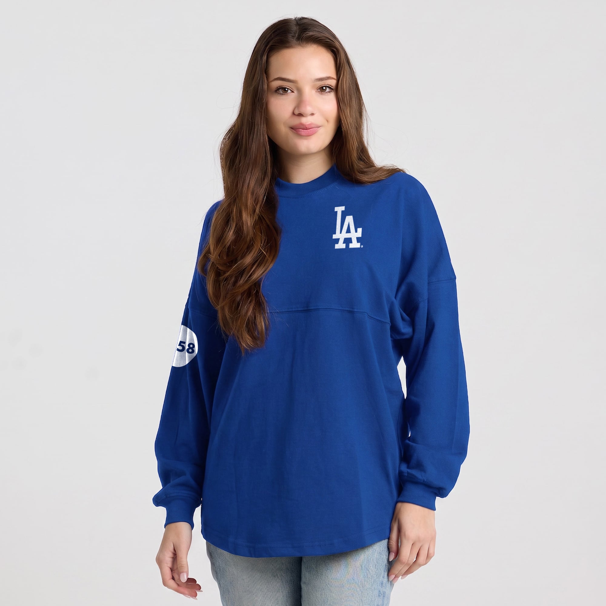 Women's Fanatics Royal Los Angeles Dodgers Spirit Jersey Heavyweight Long Sleeve T-Shirt