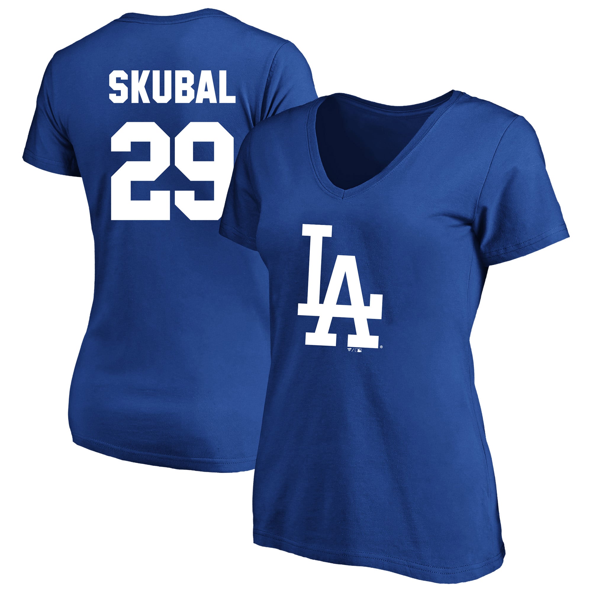T-shirt à col en V pour femmes Fanatics Tarik Skubal Royal Los Angeles Dodgers, grande taille, nom et numéro