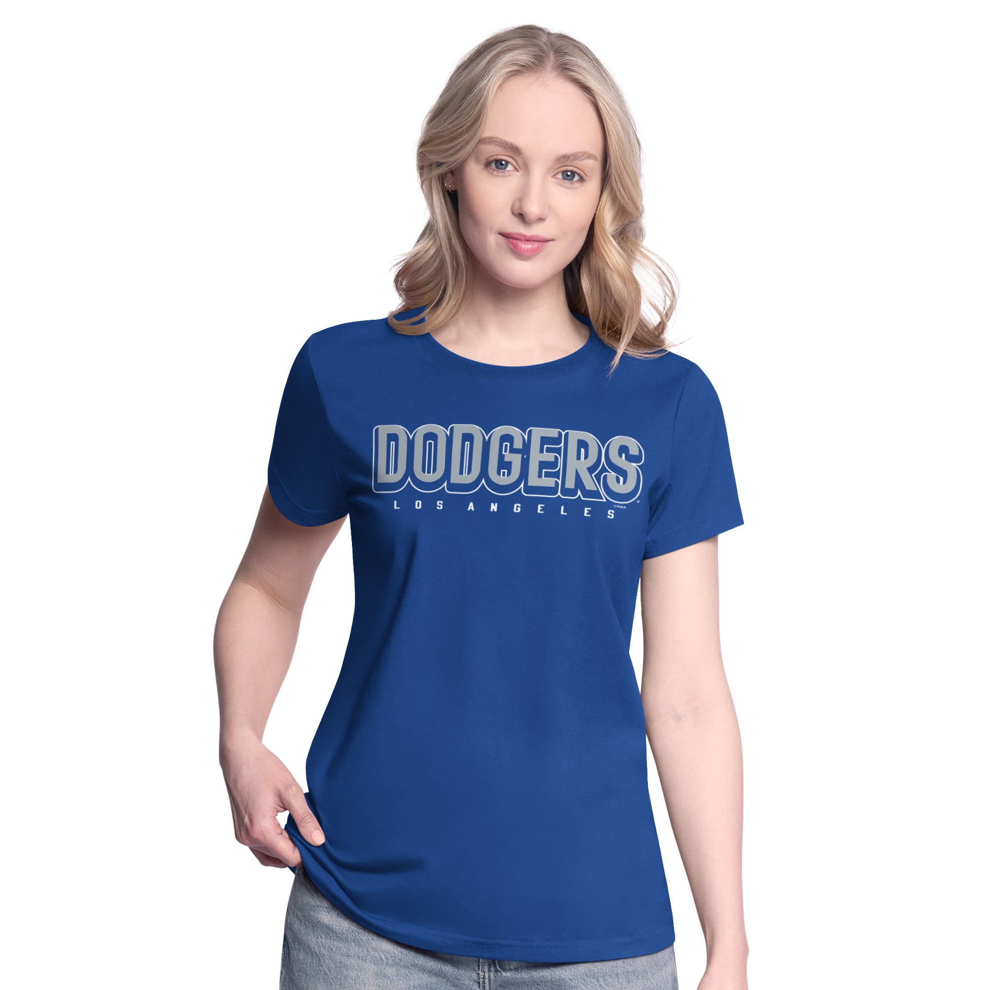 Lot de deux t-shirts G-III 4Her pour femmes par Carl Banks, coloris bleu royal/gris chiné, Los Angeles Dodgers