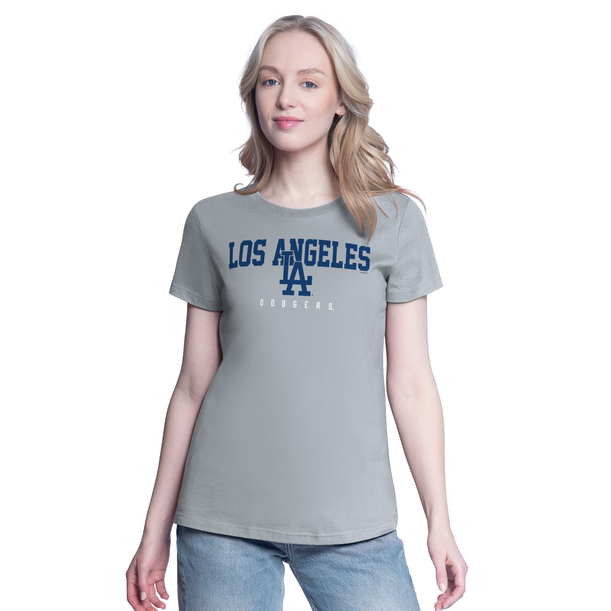 Lot de deux t-shirts G-III 4Her pour femmes par Carl Banks, coloris bleu royal/gris chiné, Los Angeles Dodgers