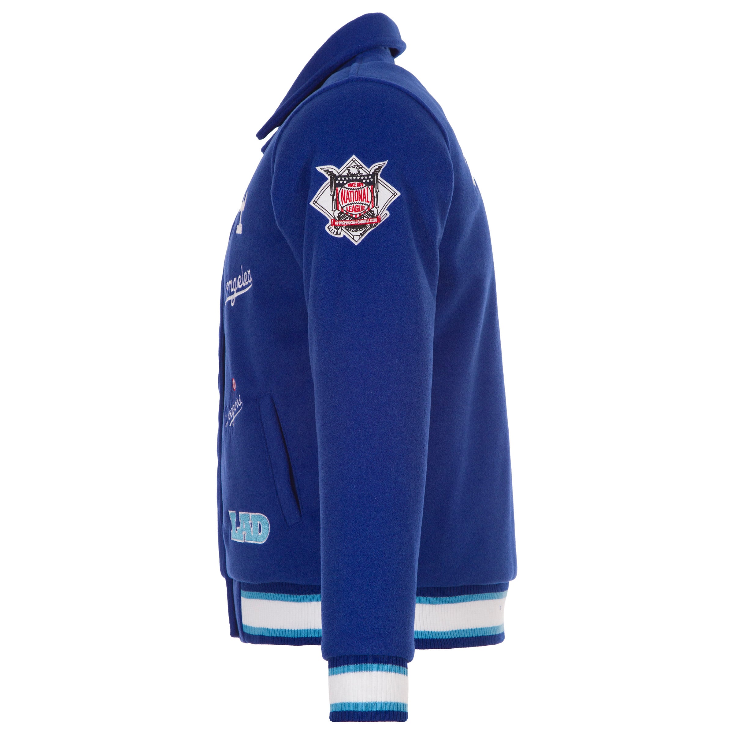 Veste réversible en laine à boutons-pression pour femme JH Design Royal Los Angeles Dodgers