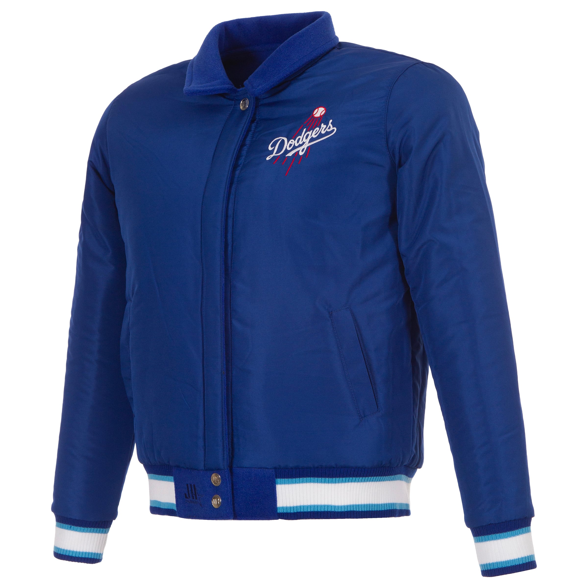 Veste réversible en laine à boutons-pression pour femme JH Design Royal Los Angeles Dodgers