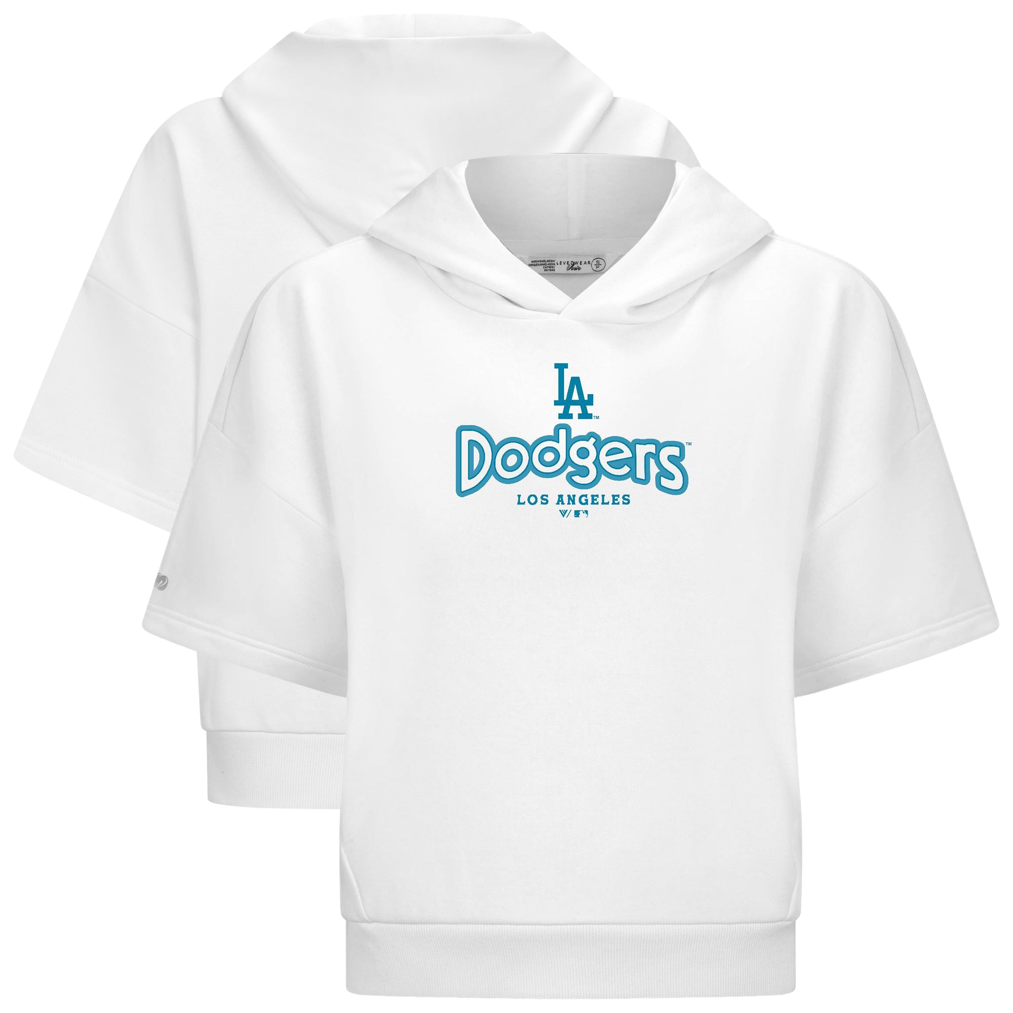 Sweat à capuche Levelwear blanc pour femme, Los Angeles Dodgers, manches courtes, couleur ambre, Cornerstone