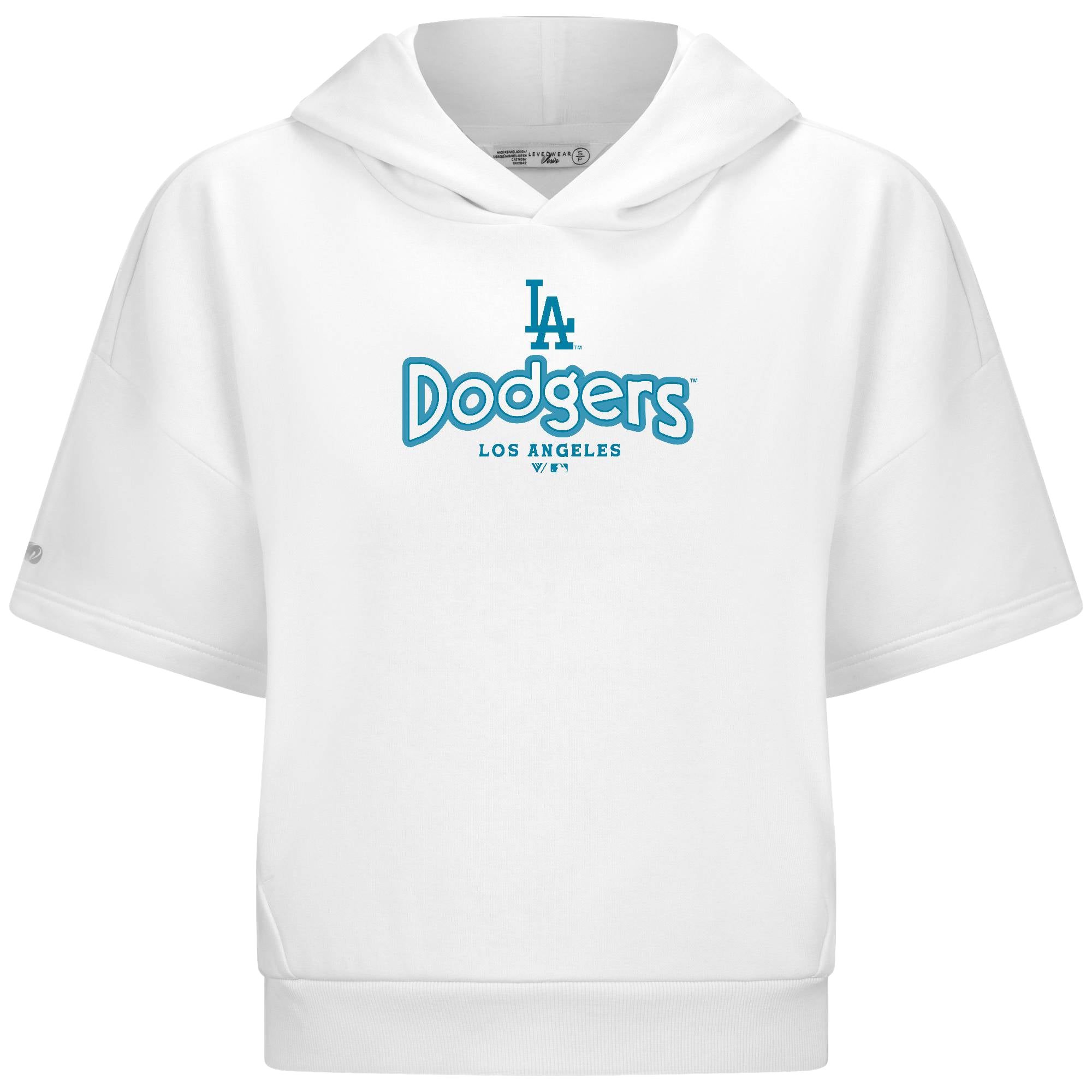 Sweat à capuche Levelwear blanc pour femme, Los Angeles Dodgers, manches courtes, couleur ambre, Cornerstone