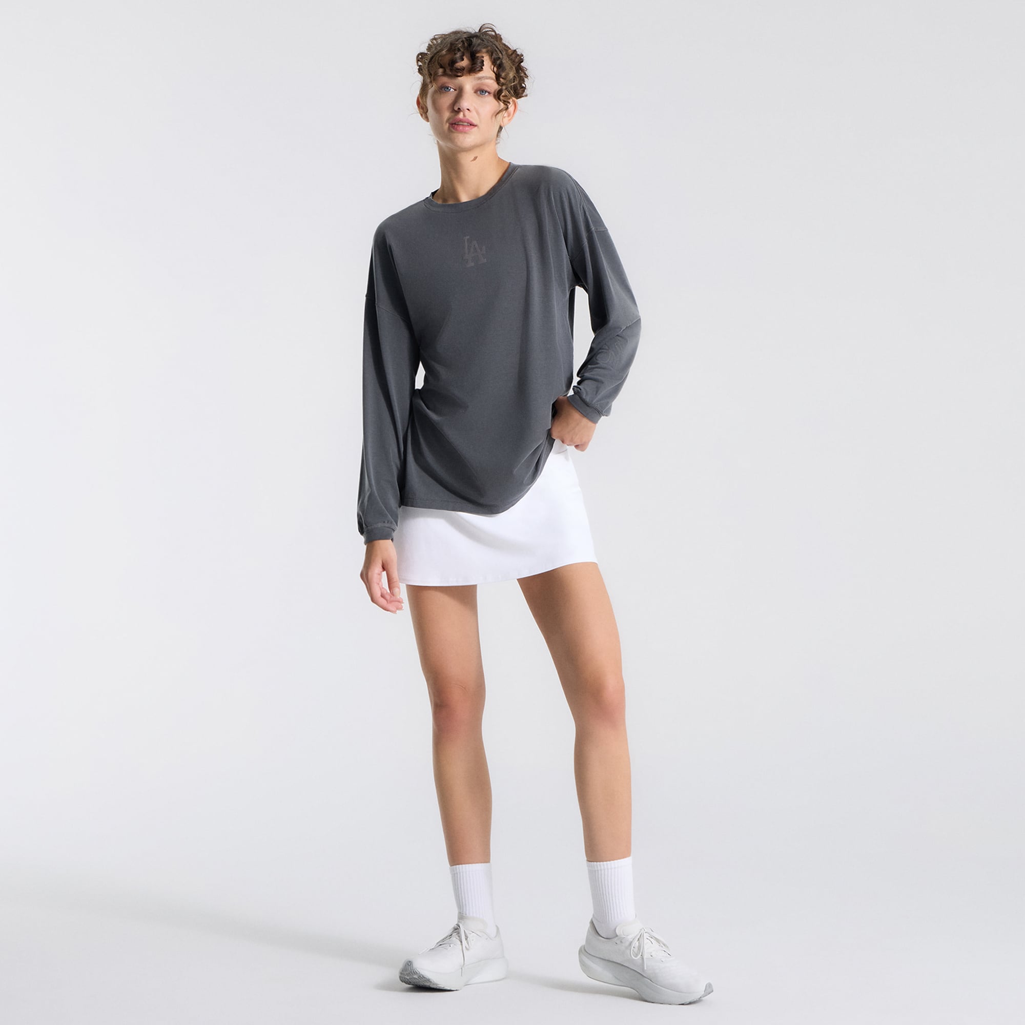 Women's lululemon Graphite Grey Los Angeles Dodgers Easy Set Relaxed Fit Long Sleeve T-Shirt
