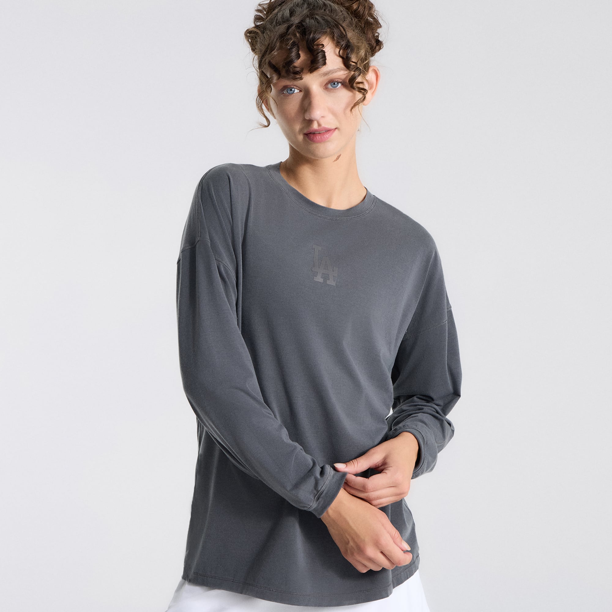 Women's lululemon Graphite Grey Los Angeles Dodgers Easy Set Relaxed Fit Long Sleeve T-Shirt