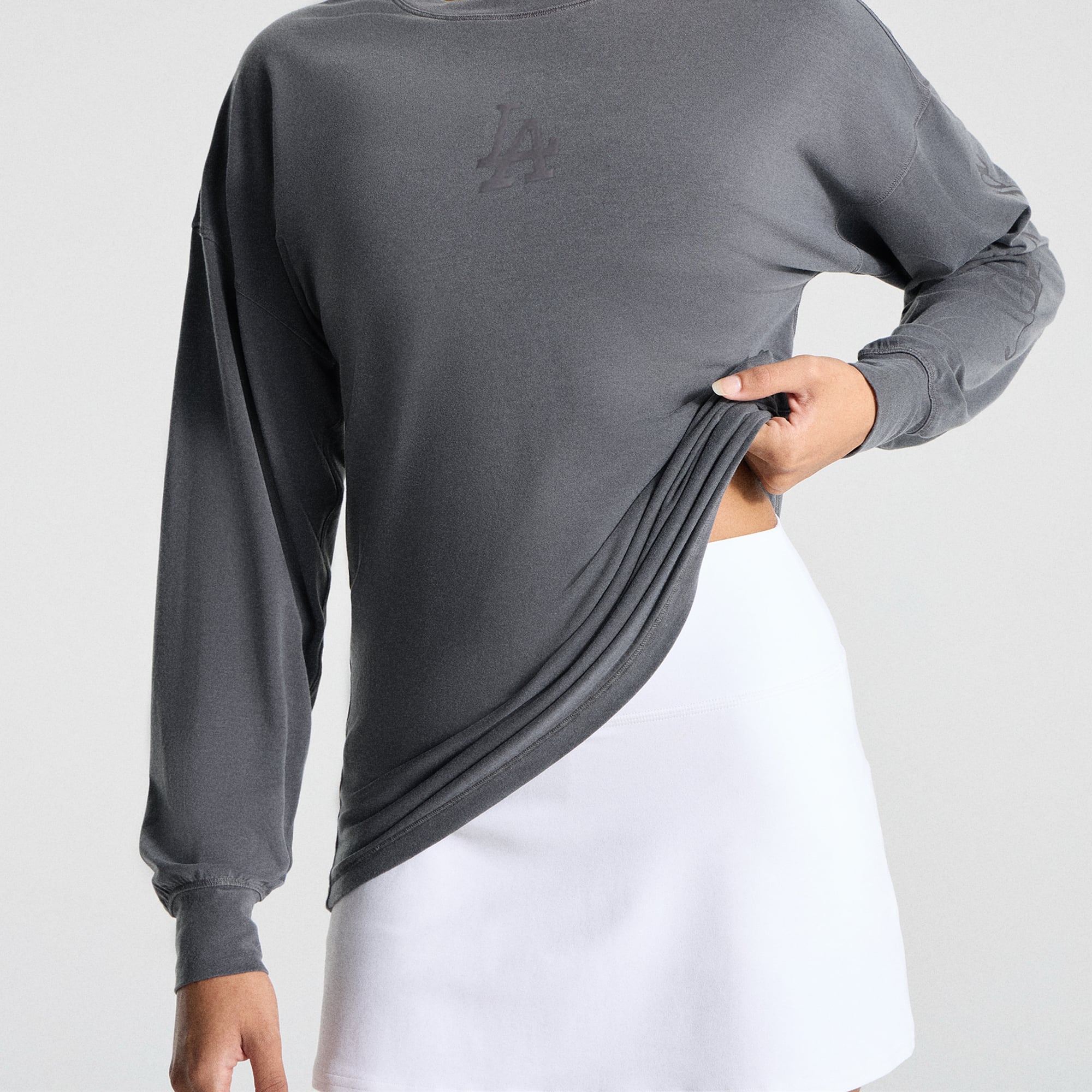 Women's lululemon Graphite Grey Los Angeles Dodgers Easy Set Relaxed Fit Long Sleeve T-Shirt