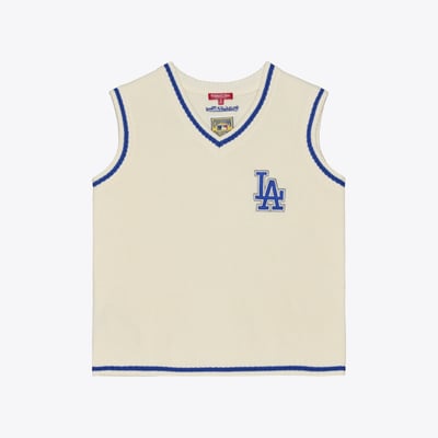 Los Angeles Dodgers Mitchell & Ness Women's Cooperstown Collection Retro Roots Sweater Vest - Cream
