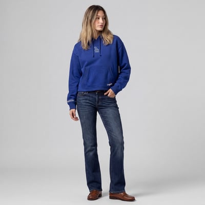 Los Angeles Dodgers Mitchell & Ness Women's Cooperstown Collection Retro Roots Pullover Hoodie - Royal
