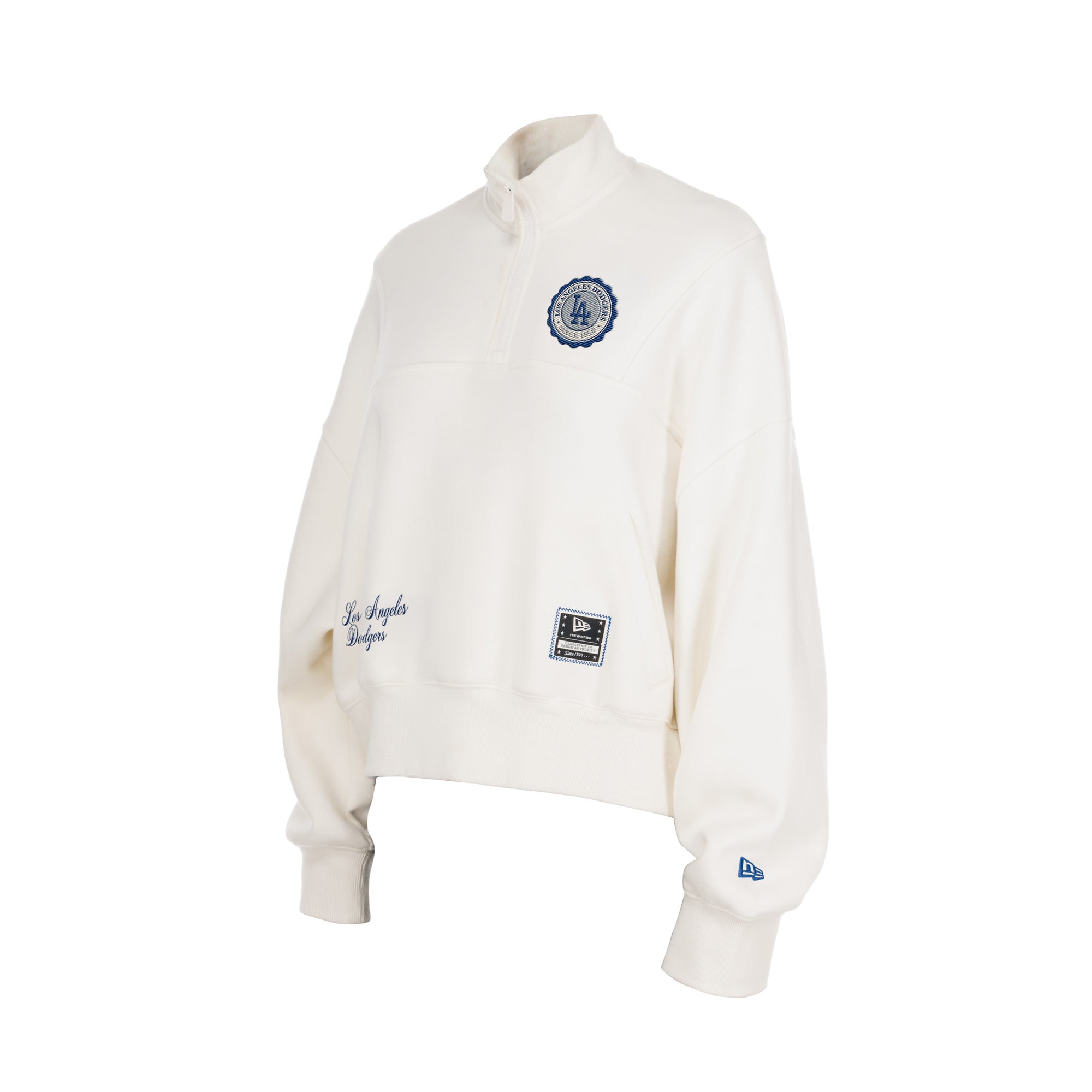 Women's New Era Light Beige Los Angeles Dodgers Dune Dust Quarter-Zip Fleece