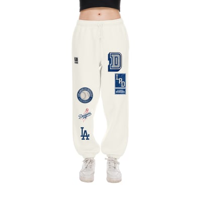 Los Angeles Dodgers New Era Women's Fan Collection Dune Dust Brushed Fleece Sweatpants - Light Beige