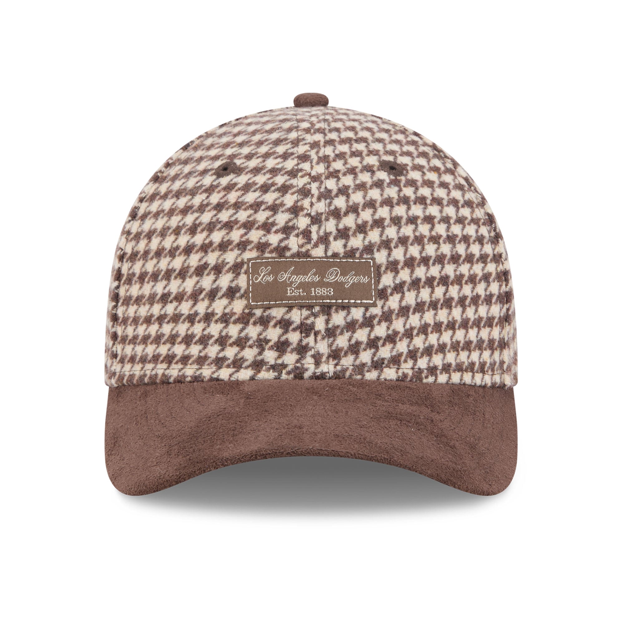 Casquette ajustable New Era 9FORTY M-Crown marron clair pour femme, Los Angeles Dodgers, en fausse laine.