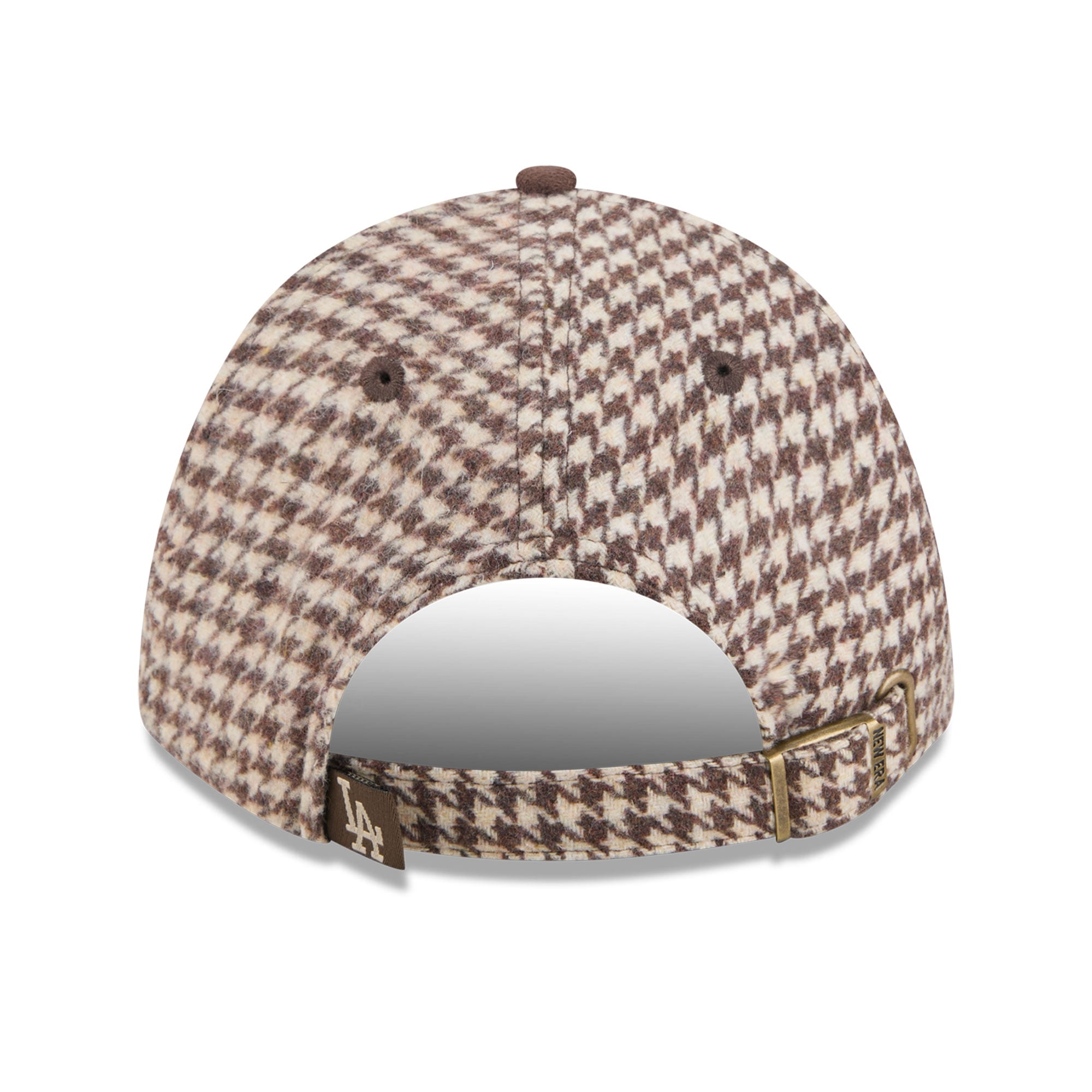 Casquette ajustable New Era 9FORTY M-Crown marron clair pour femme, Los Angeles Dodgers, en fausse laine.