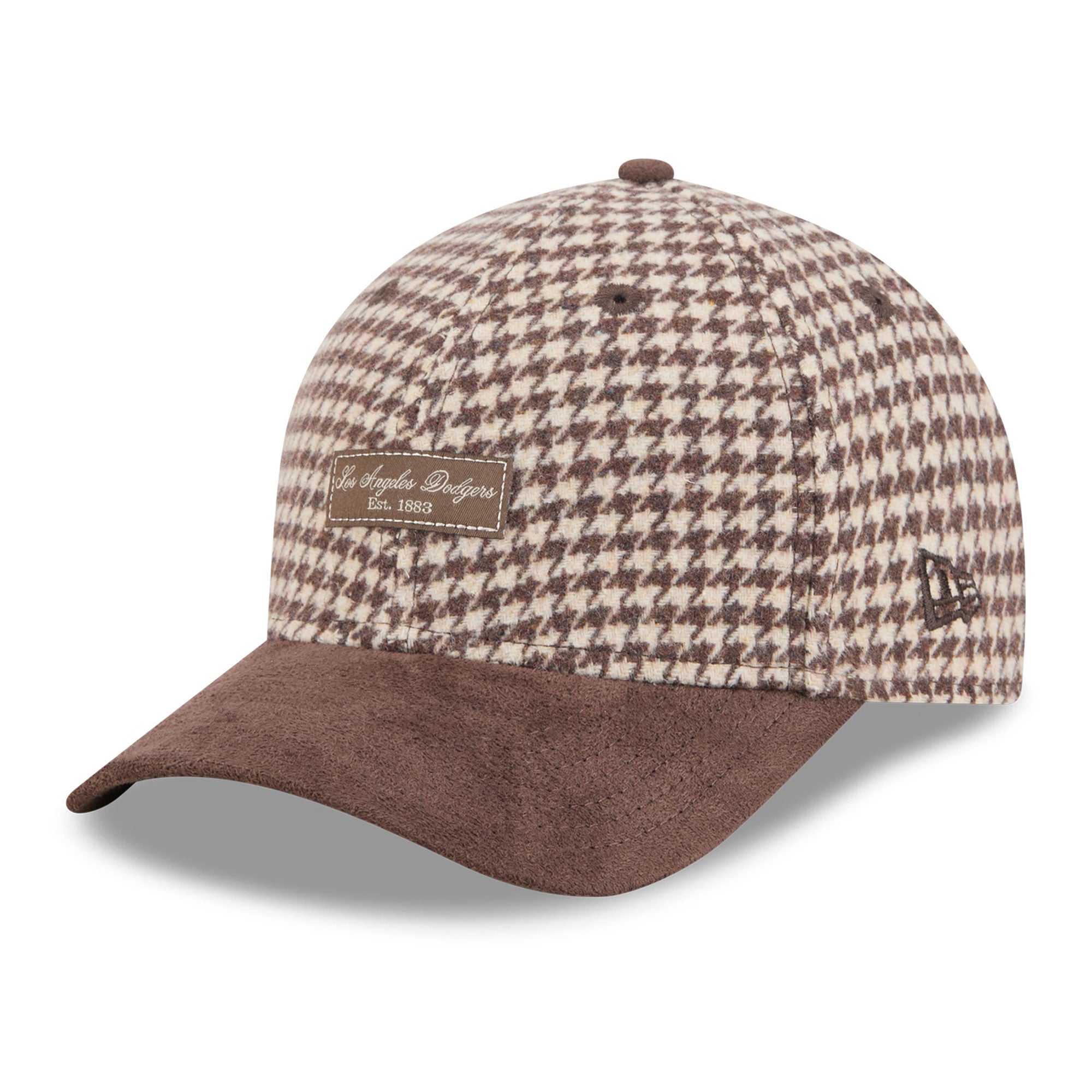 Casquette ajustable New Era 9FORTY M-Crown marron clair pour femme, Los Angeles Dodgers, en fausse laine.