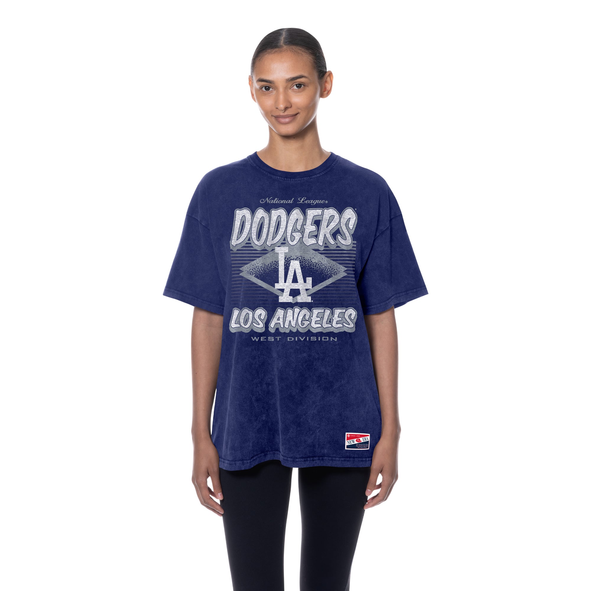 T-shirt oversize délavé minéral New Era Royal Los Angeles Dodgers pour femme
