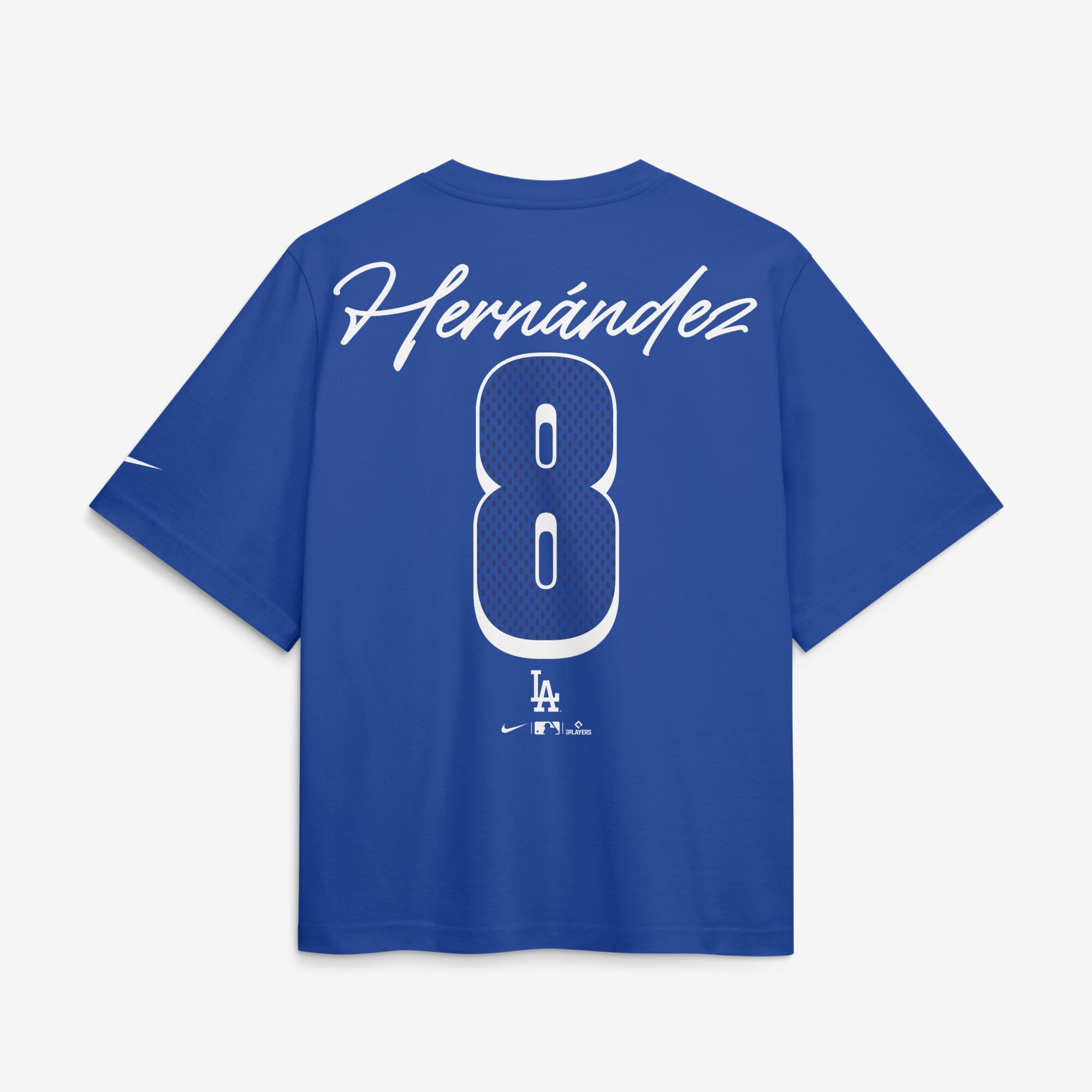T-shirt Nike Enrique Hernández Royal Los Angeles Dodgers Premium Essentials Boxy pour femme, avec nom et numéro