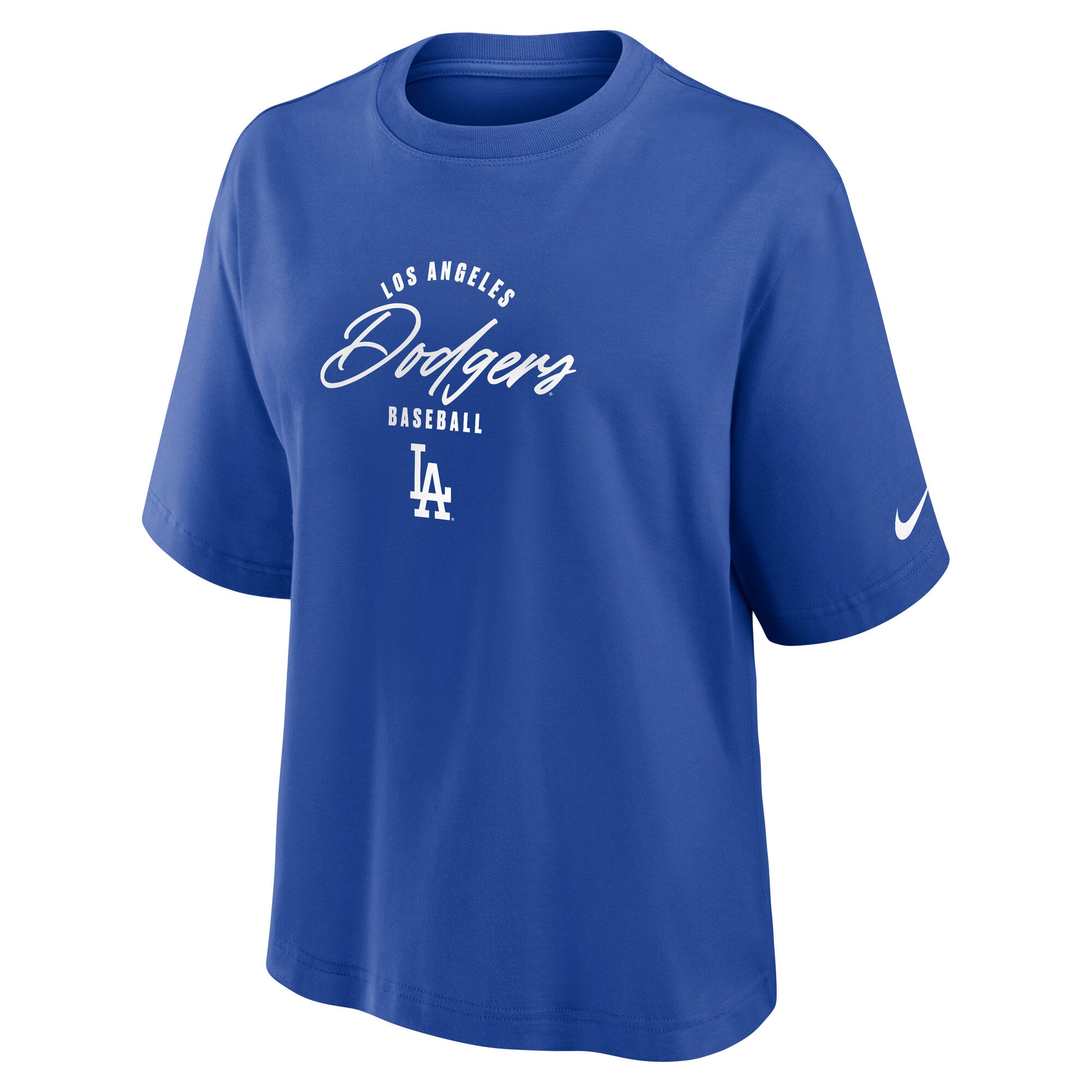T-shirt Nike Enrique Hernández Royal Los Angeles Dodgers Premium Essentials Boxy pour femme, avec nom et numéro
