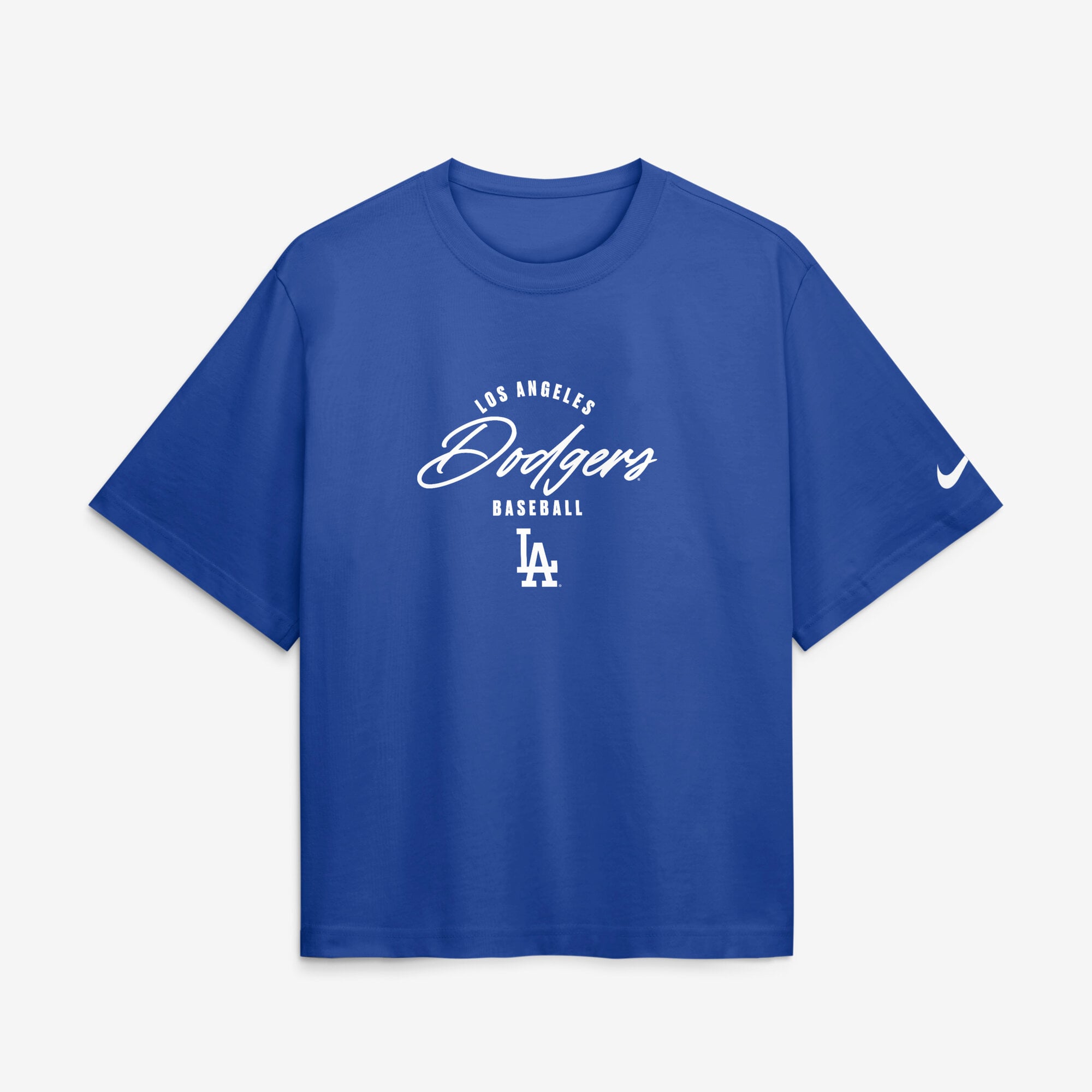 T-shirt Nike Freddie Freeman Royal Los Angeles Dodgers Premium Essentials Boxy pour femme, avec nom et numéro
