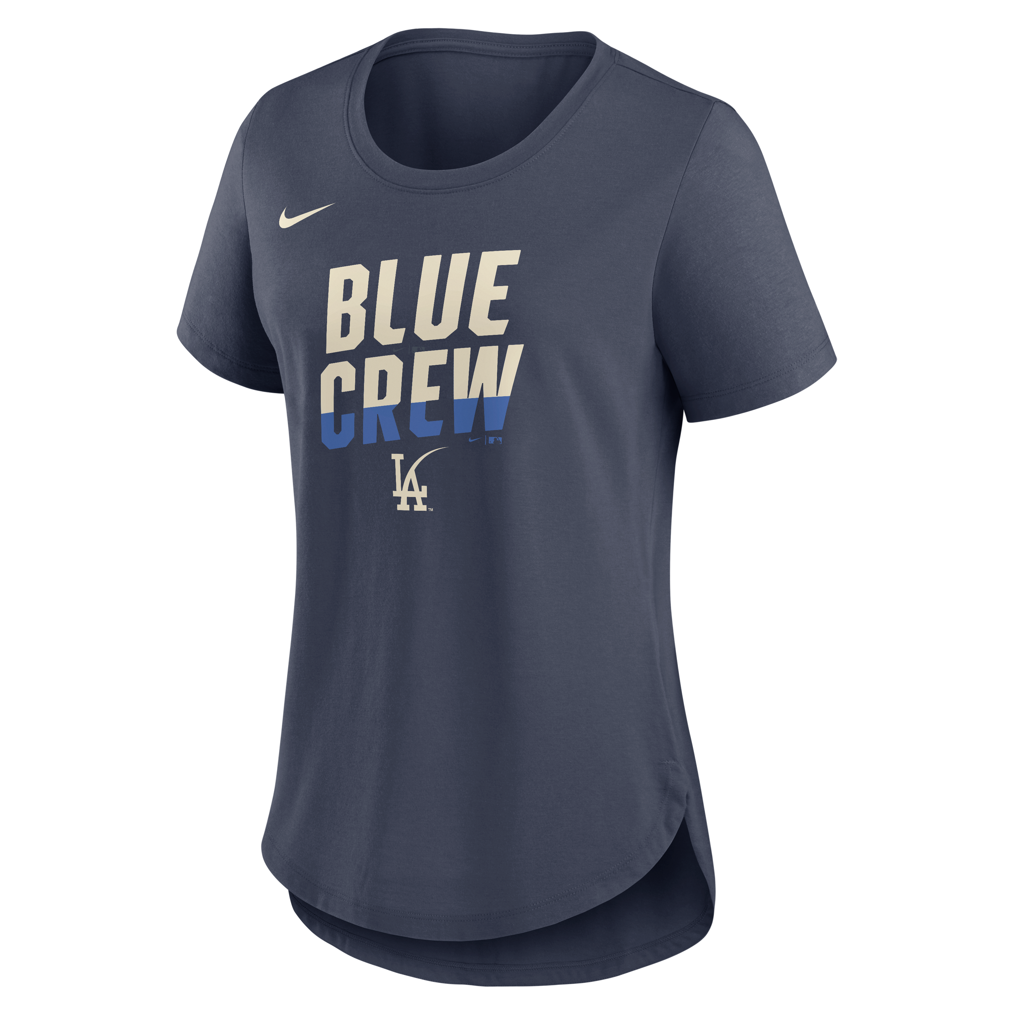 Women's Nike Navy Los Angeles Dodgers City Connect Team Phrase Lockup Tri-Blend T-Shirt