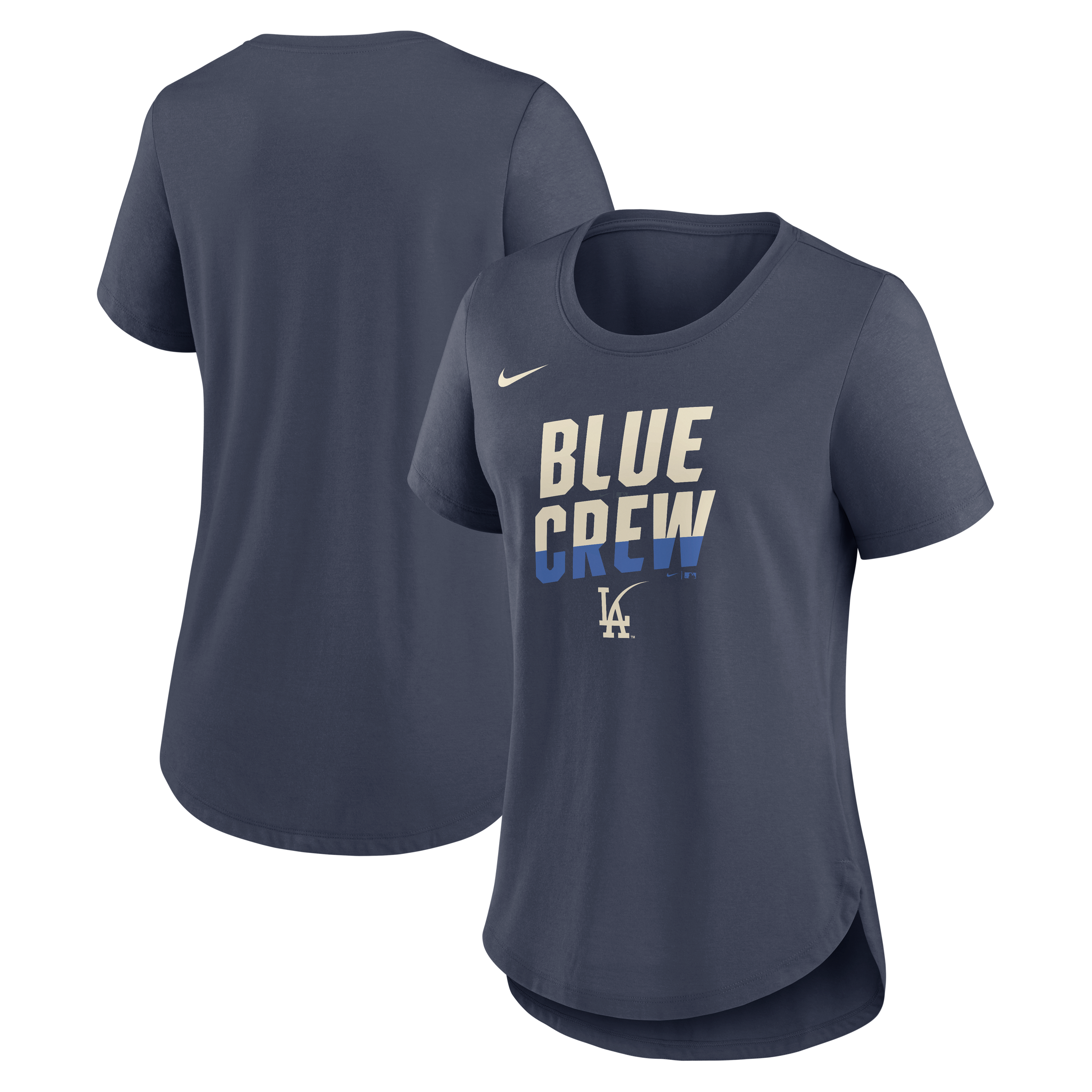Women's Nike Navy Los Angeles Dodgers City Connect Team Phrase Lockup Tri-Blend T-Shirt