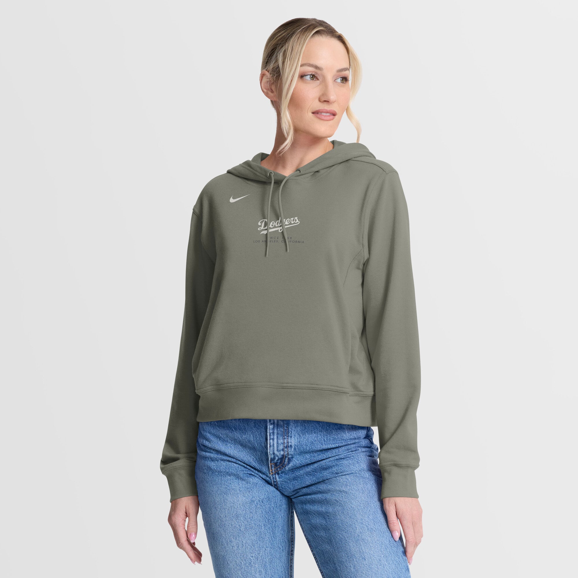 Sweat à capuche Nike Olive Los Angeles Dodgers One Tri-Blend Dri-FIT pour femme