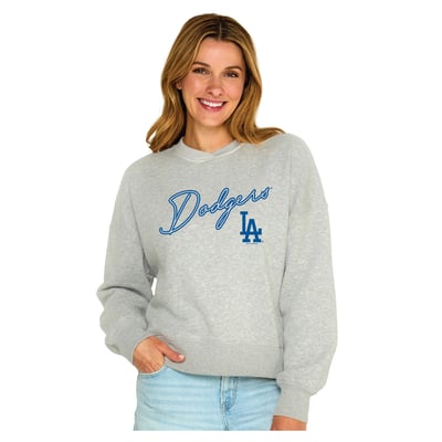  Los Angeles Dodgers Soft as a Grape Women's Snuggly Sweatshirt - Heather Gray