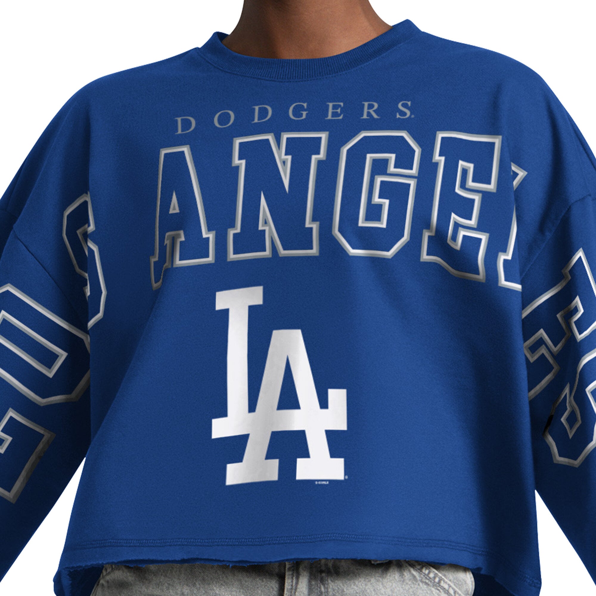 Sweat-shirt court à col rond Starter Royal Los Angeles Dodgers Bleachers II pour femme