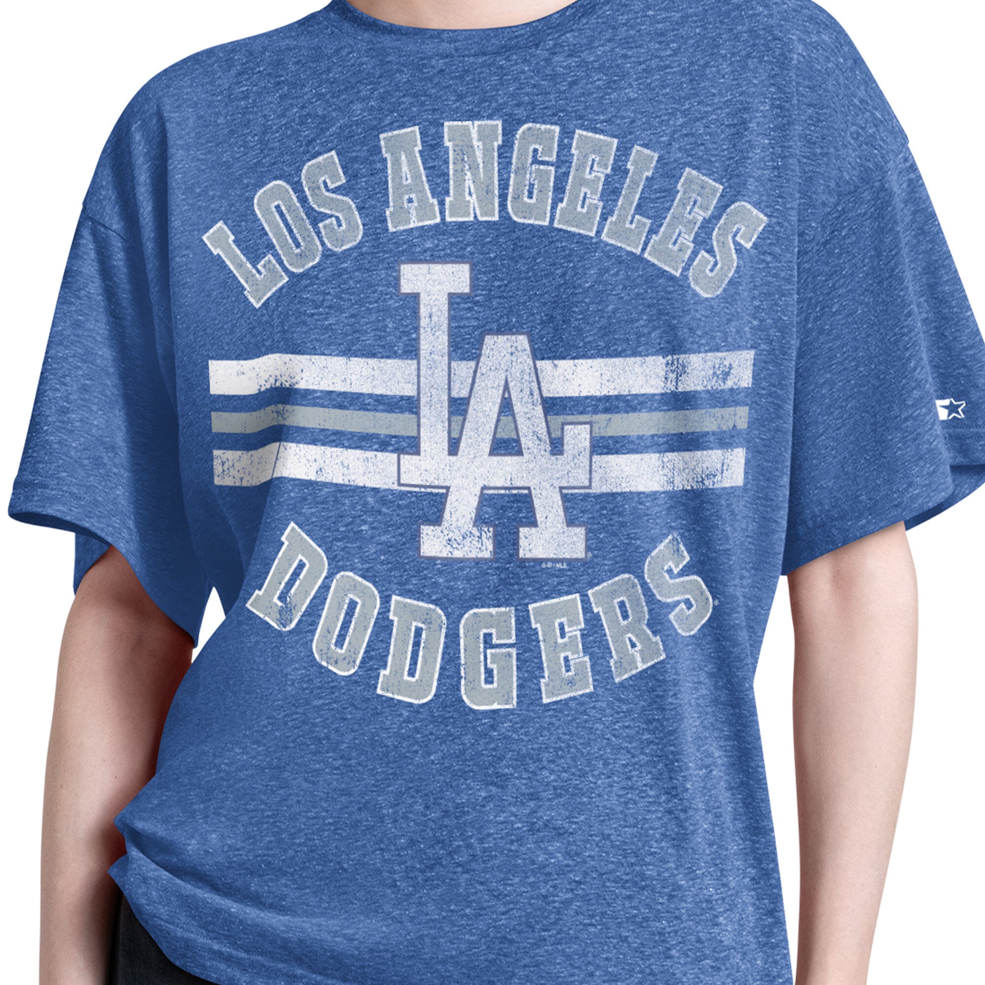 T-shirt Starter Royal Los Angeles Dodgers Jump Shot Boyfriend Tri-Blend pour femme