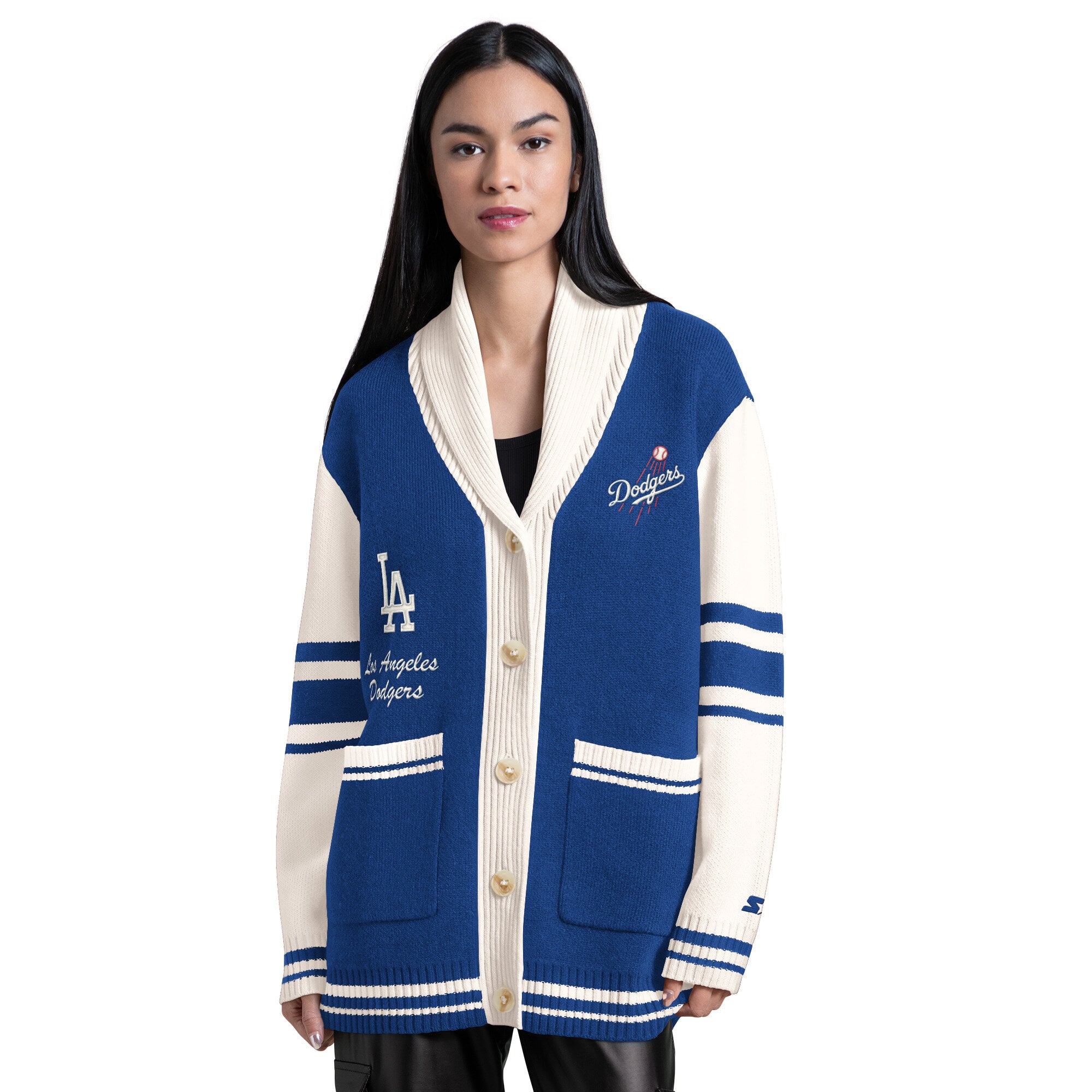 Gilet boutonné Starter Royal Los Angeles Dodgers Strike Zone pour femme