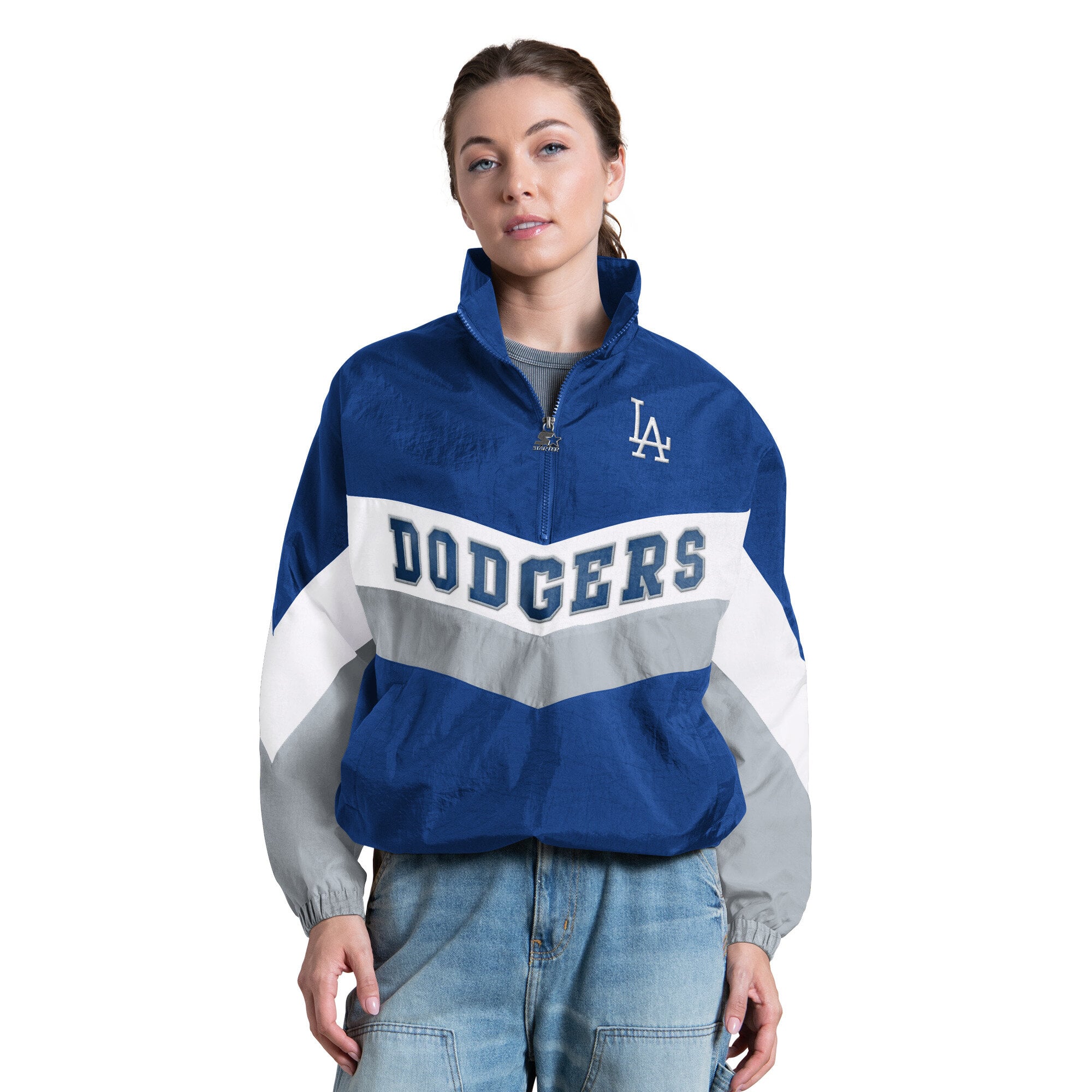 Pull à col zippé Starter Royal Los Angeles Dodgers Yardline pour femme