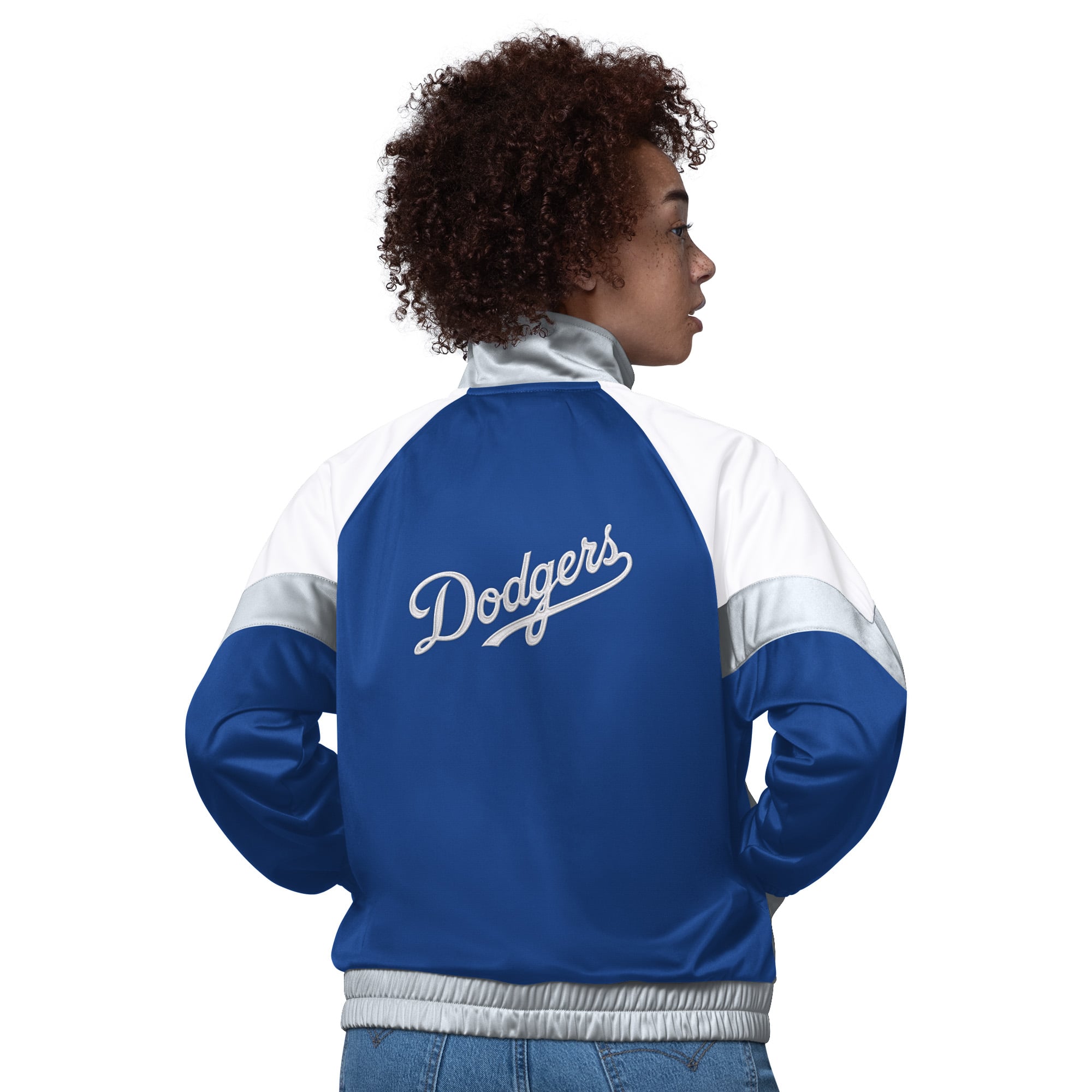 Women's Starter  White/Gray Los Angeles Dodgers Teamwork Raglan Full-Zip Track Jacket
