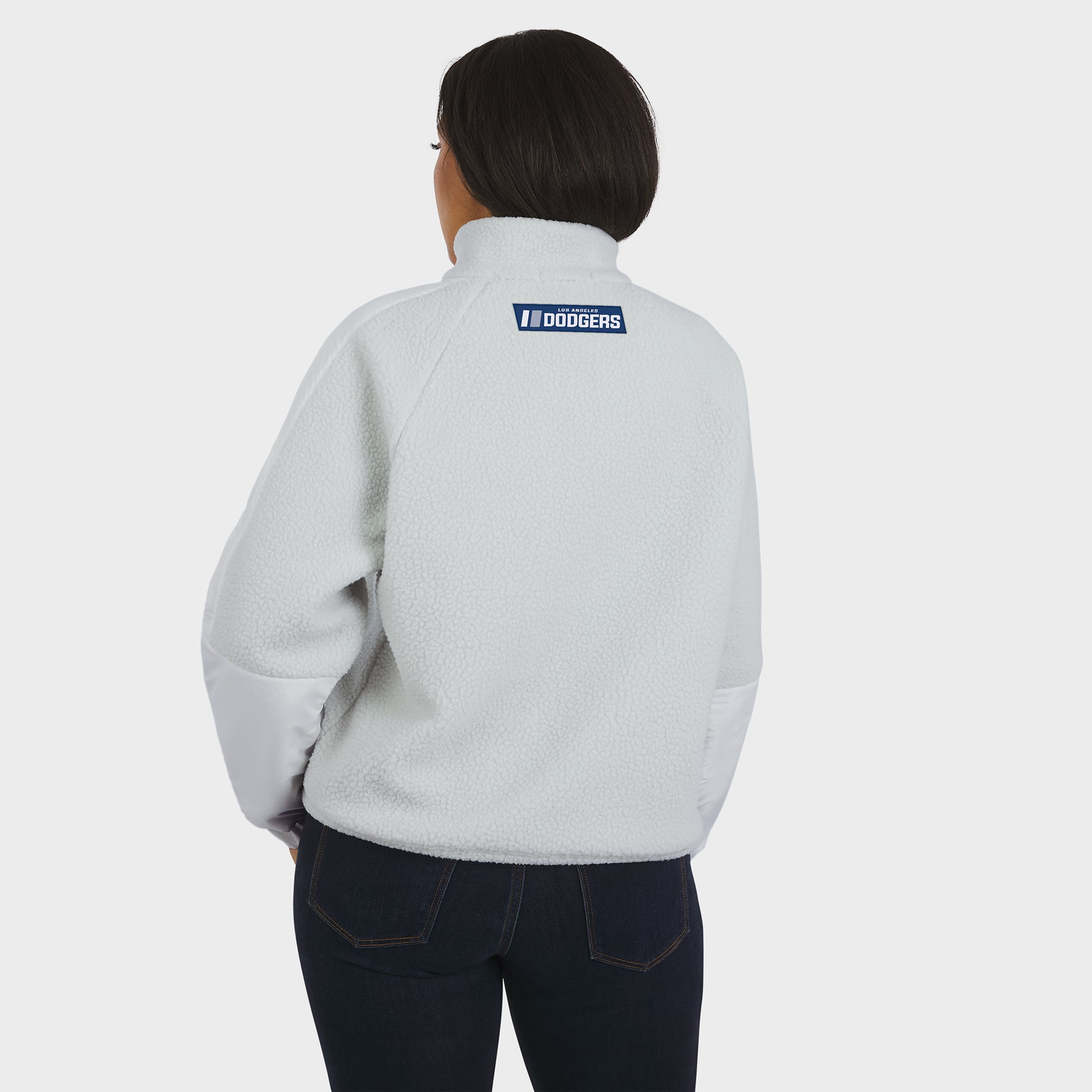 Women's WEAR by Erin Andrews Gray Los Angeles Dodgers Polar Fleece Quarter-Zip Jacket