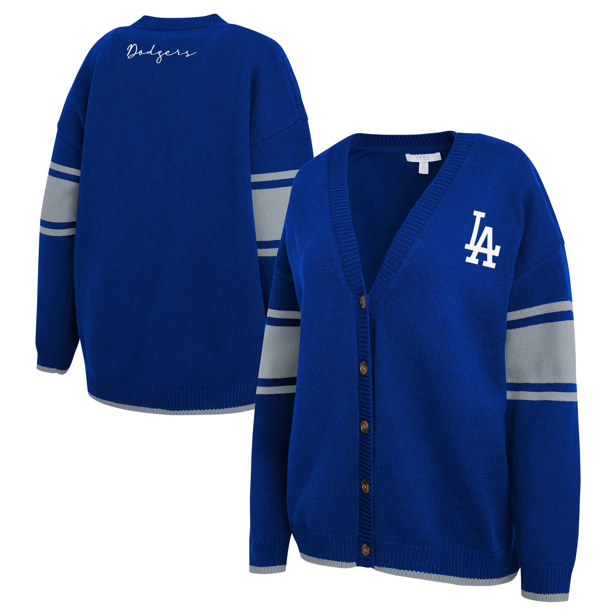 Women's WEAR by Erin Andrews Royal Los Angeles Dodgers Button-Up Knit Cardigan