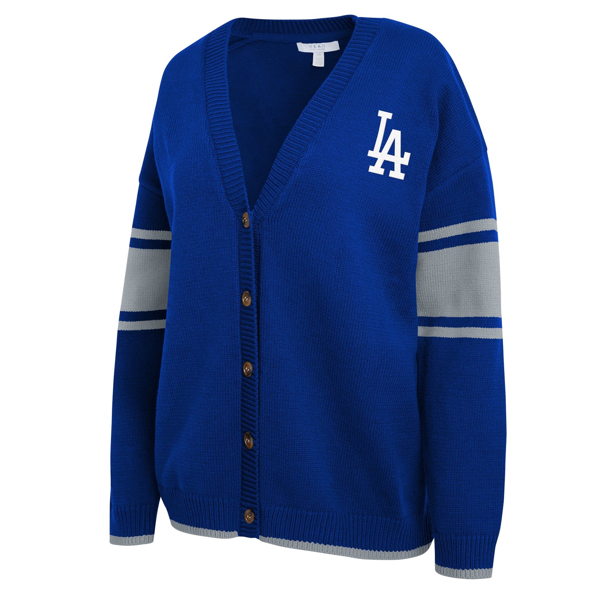Women's WEAR by Erin Andrews Royal Los Angeles Dodgers Button-Up Knit Cardigan