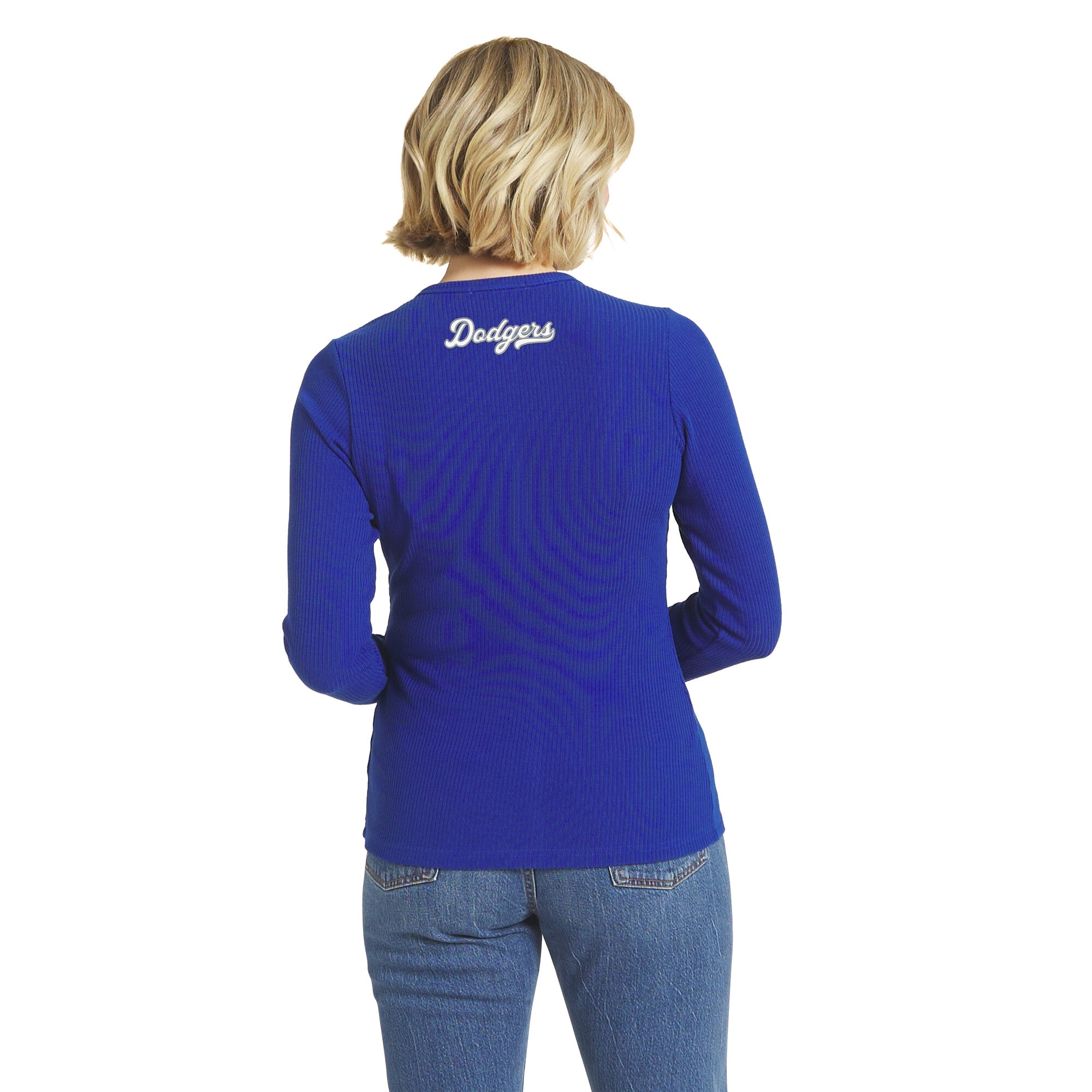 Pull boutonné côtelé Royal Los Angeles Dodgers de la marque WEAR by Erin Andrews pour femme