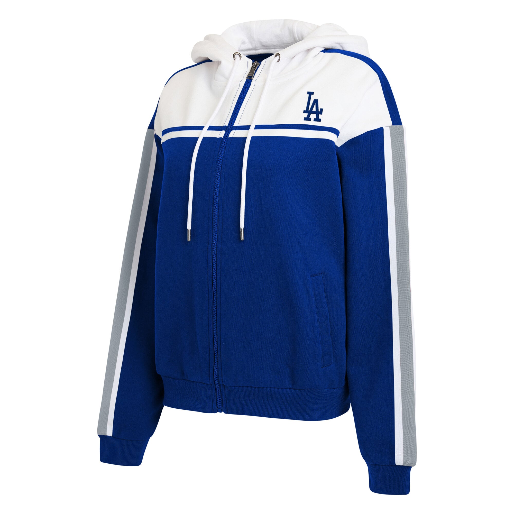 Sweat à capuche zippé WEAR by Erin Andrews pour femme, bleu roi et blanc, Los Angeles Dodgers.