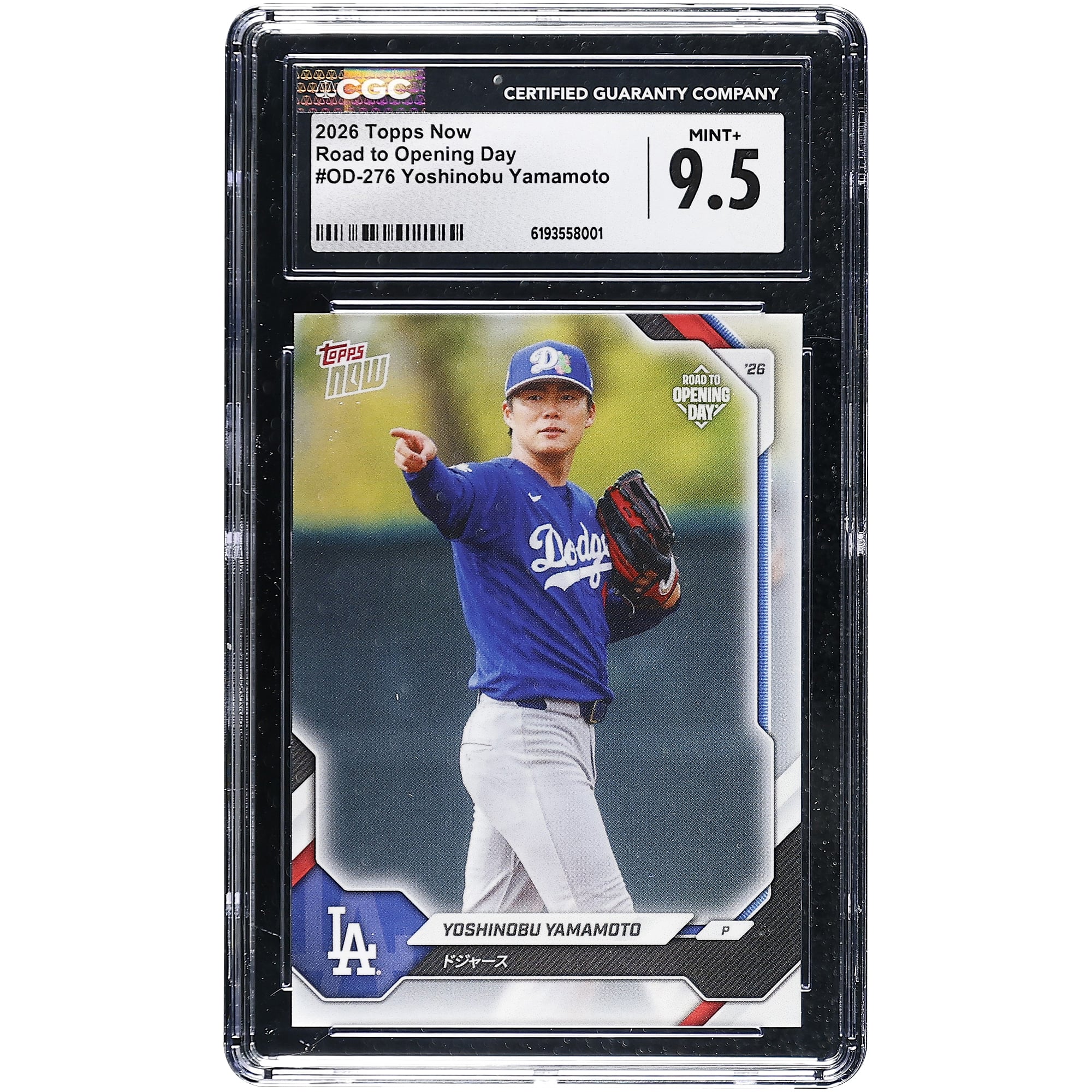 Carte de Yoshinobu Yamamoto, Los Angeles Dodgers 2026 Topps Now Road to Opening Day - Édition Japon #OD-276, authentifiée CGC 9.5